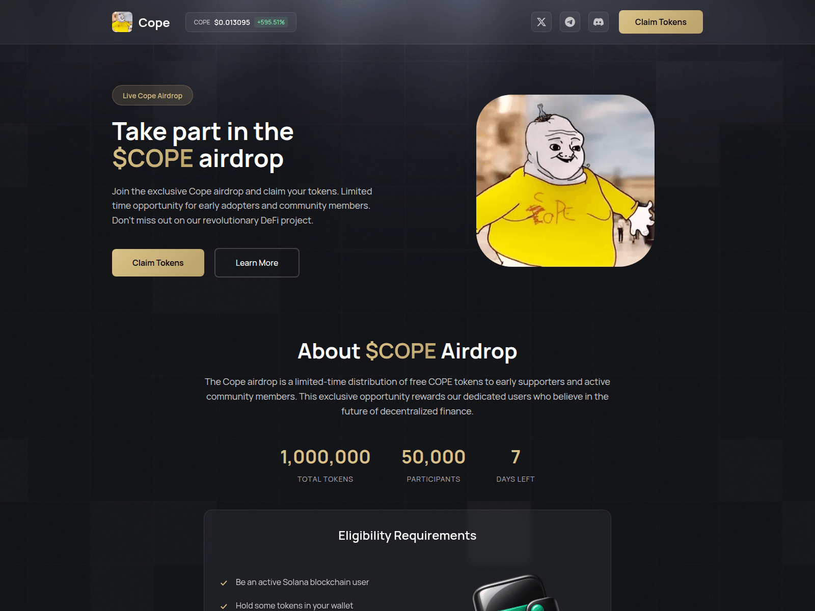 Screenshot of cope.web3sol.xyz