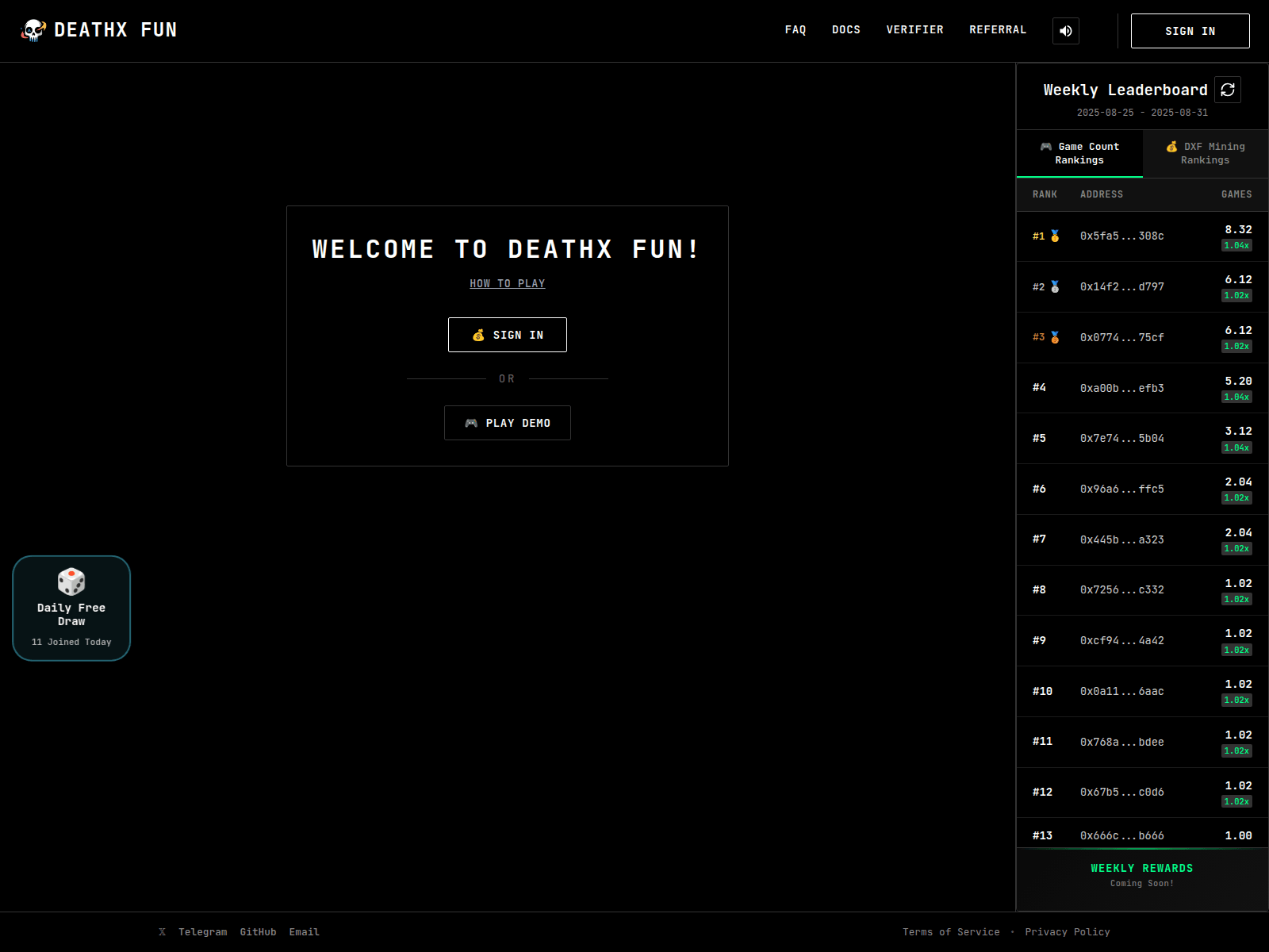 Screenshot of deathx.fun