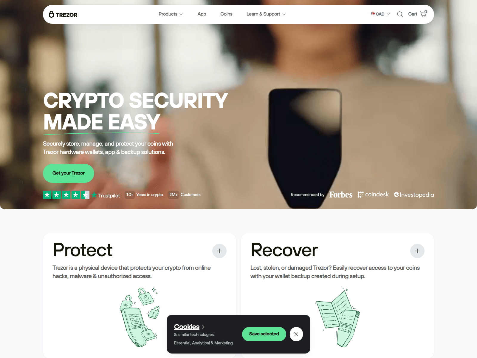 Screenshot of trezor.support