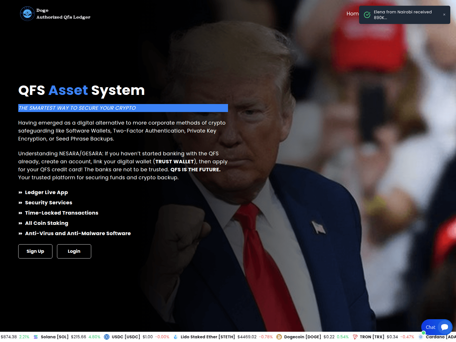 Screenshot of www.dogeauthorizedqfsledger.site