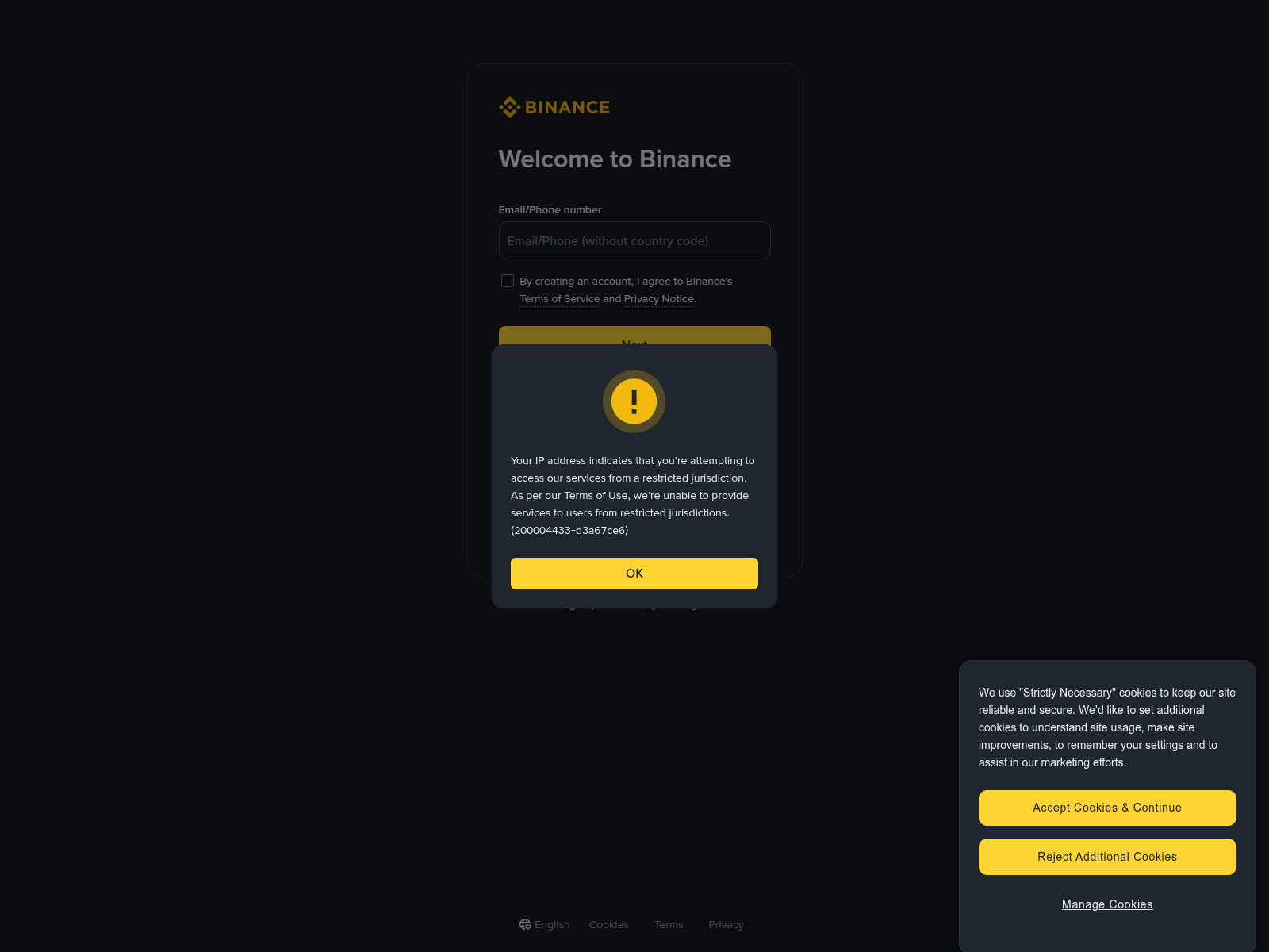 Screenshot of binancecore.com