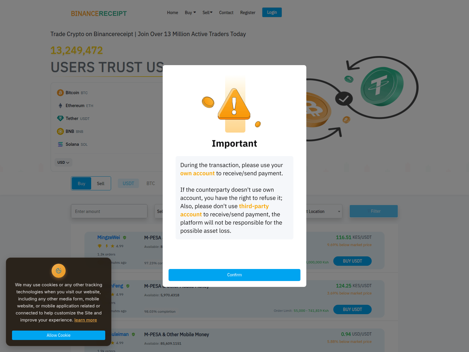Screenshot of binancereceipt.com