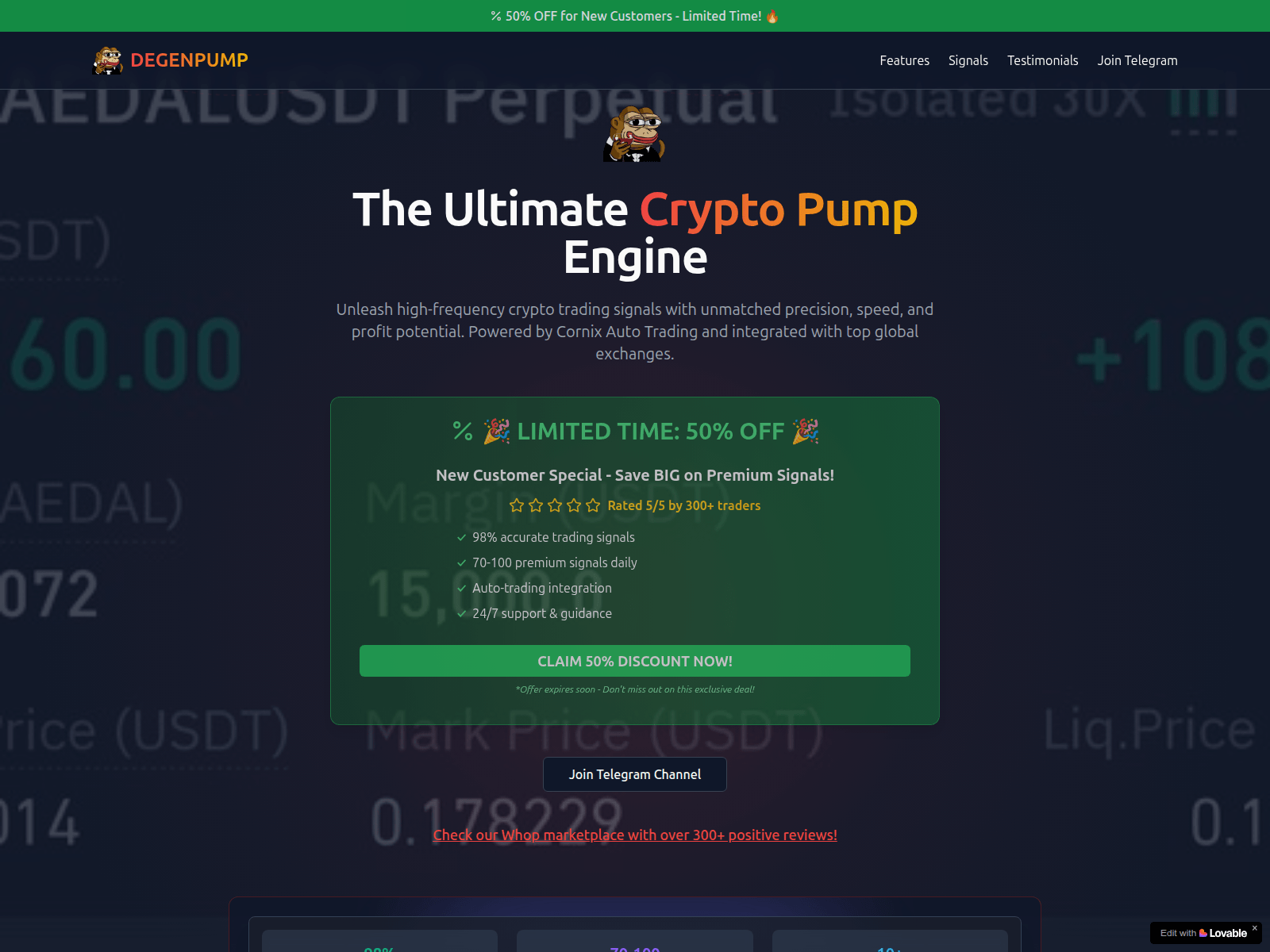 Screenshot of degenpump.top