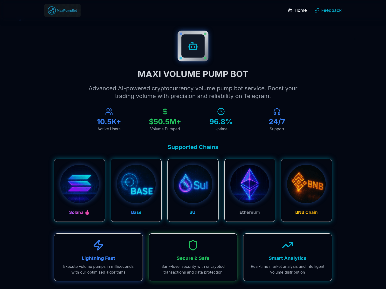 Screenshot of maxibotpump.fun