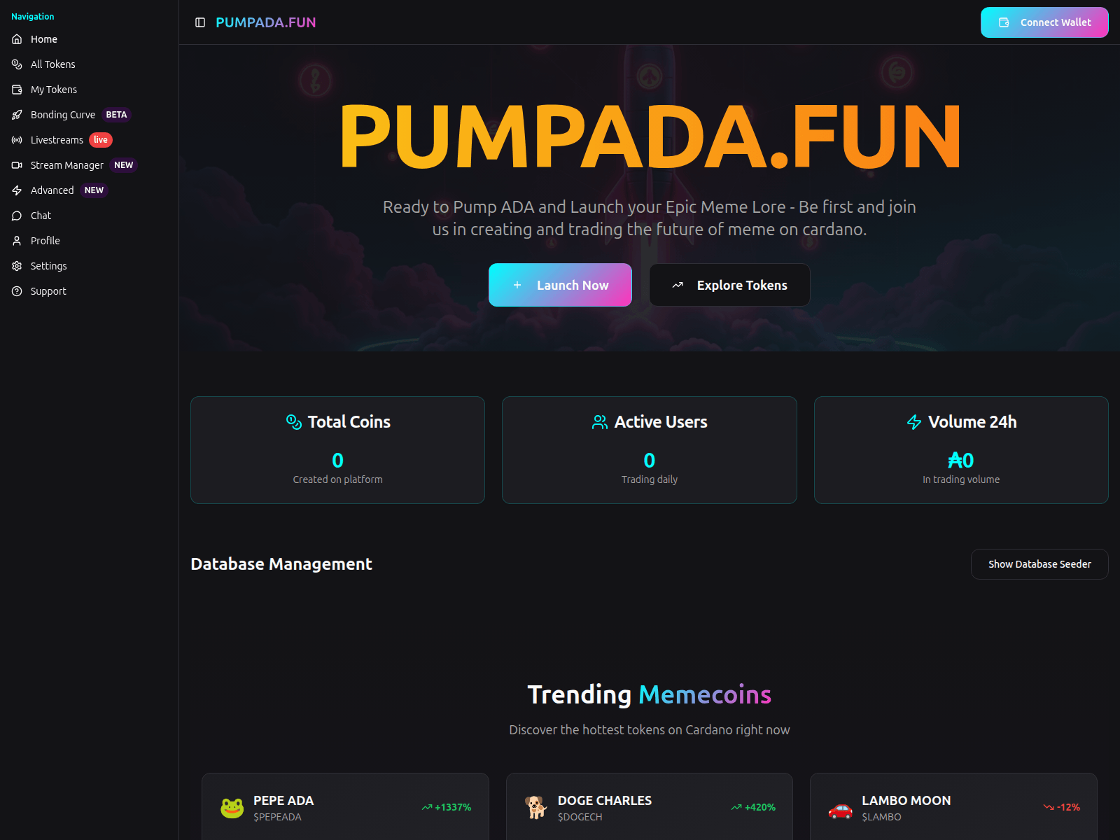 Screenshot of pumpada.fun