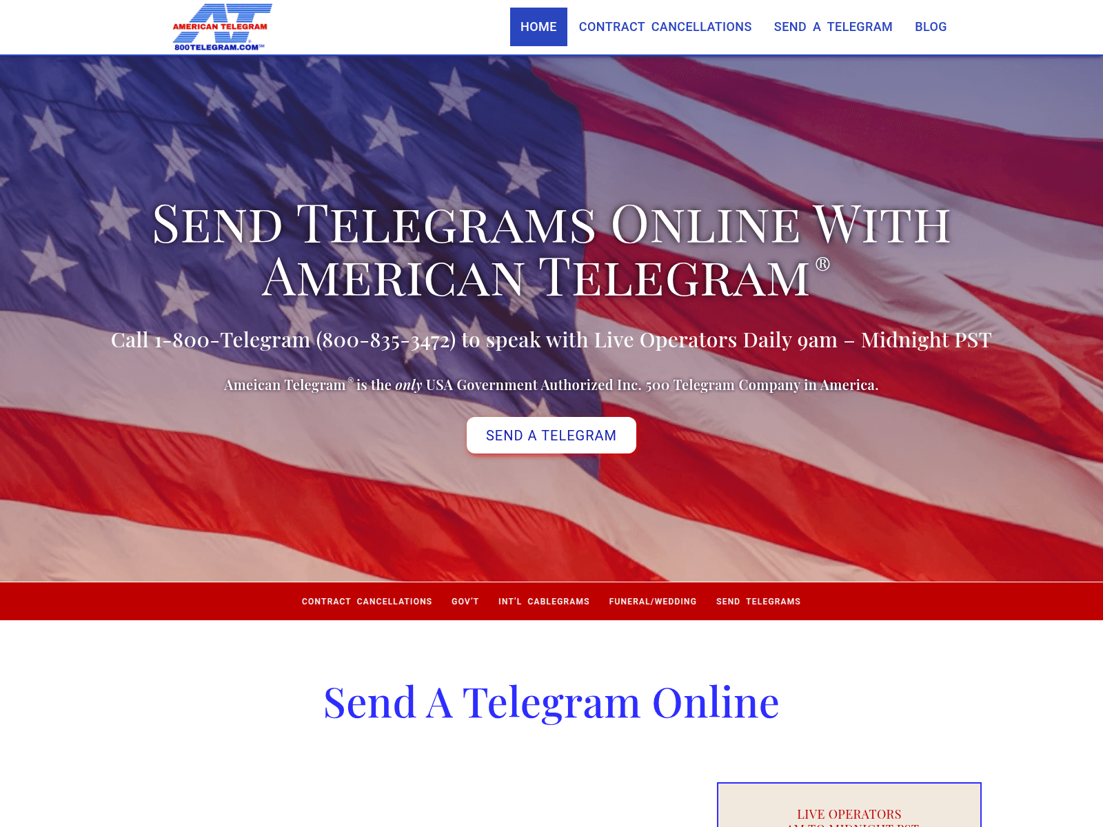 Screenshot of american800-telegram.com