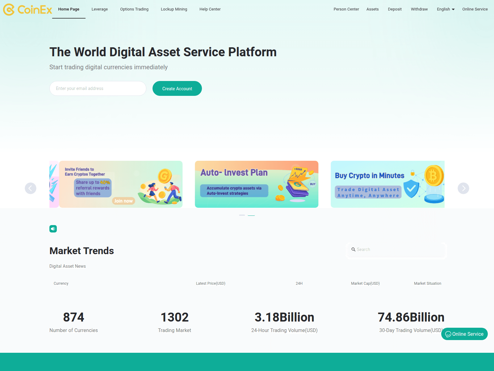Screenshot of coinex.center