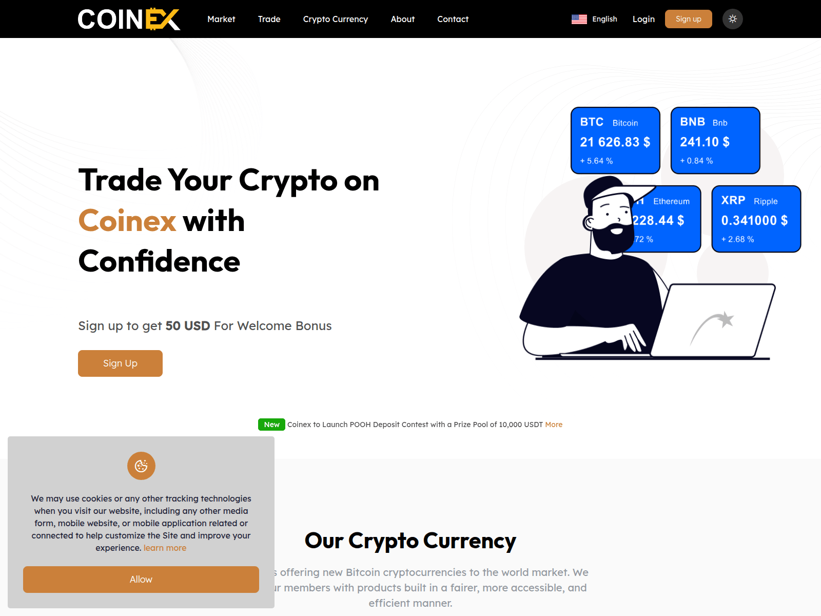 Screenshot of coinexexch.com