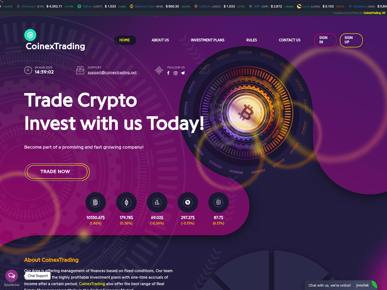Screenshot of coinexglobals.org