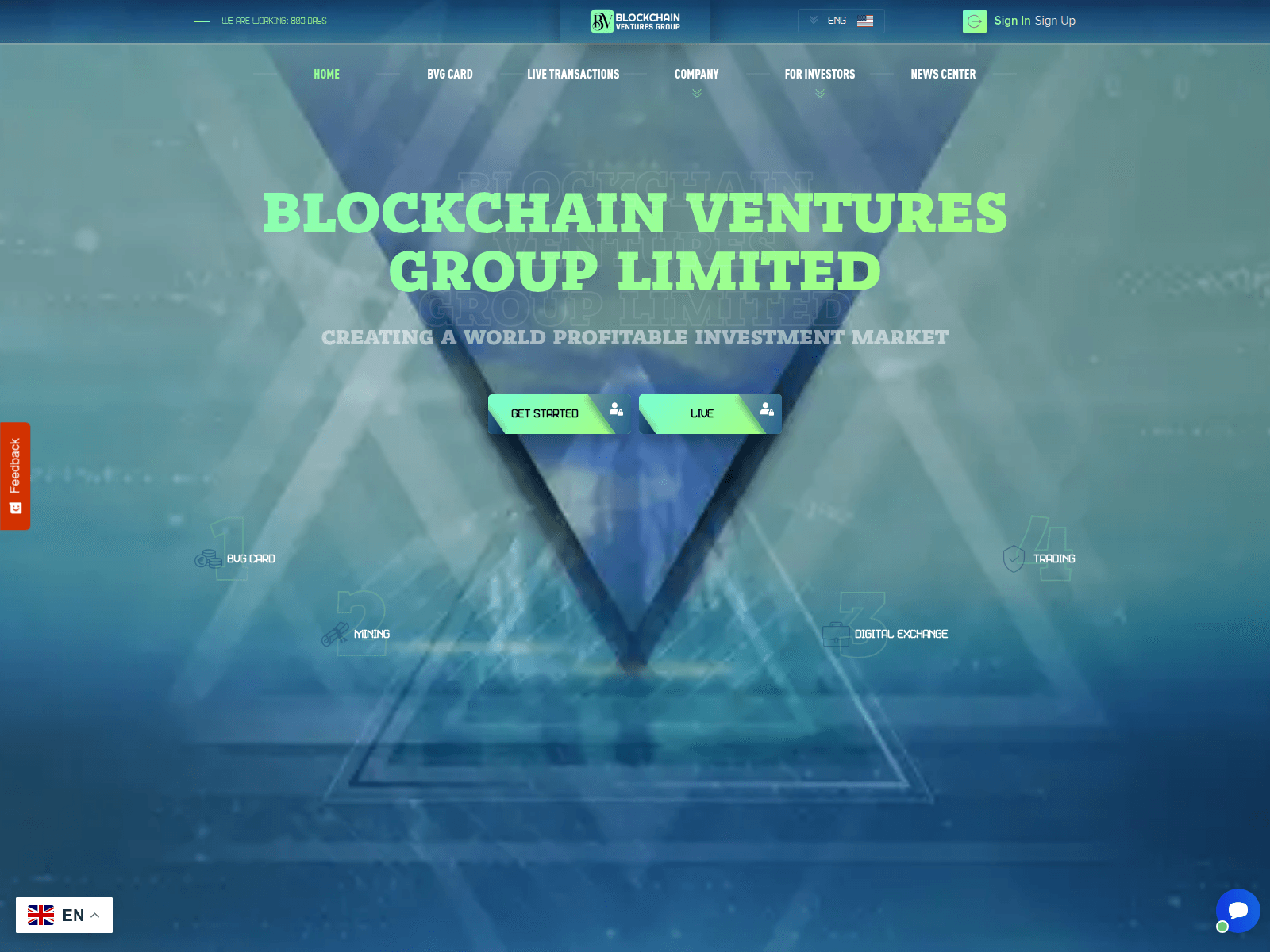 Screenshot of blockchainventuresgroup.com