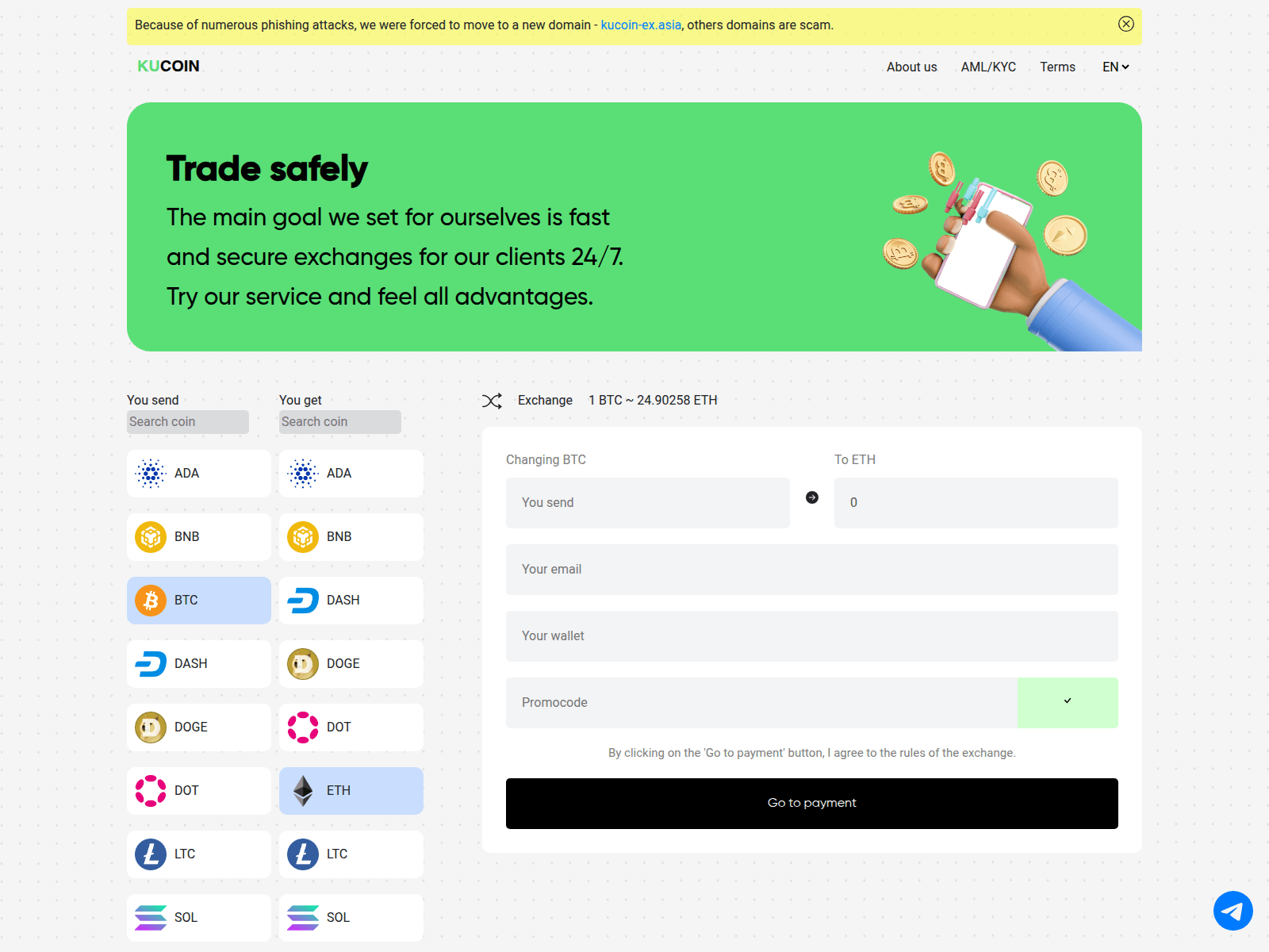 Screenshot of kucoin-ex.asia