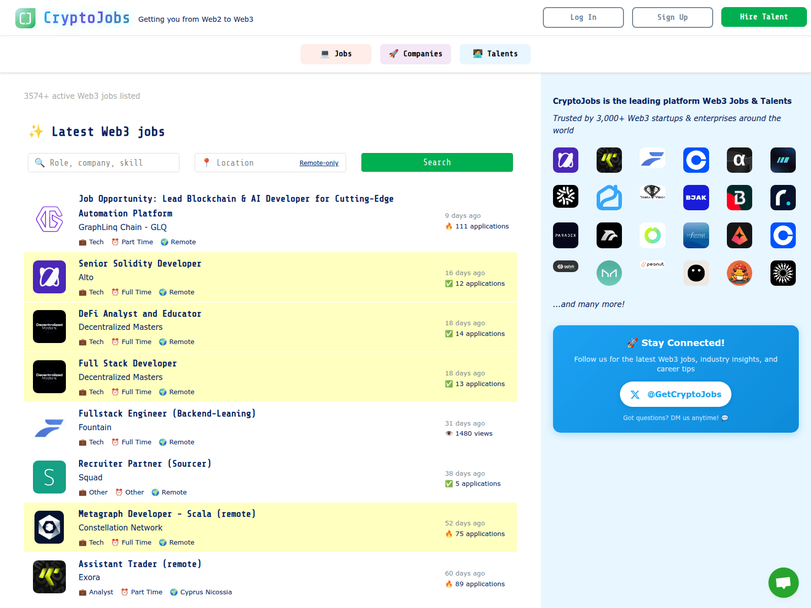Screenshot of crypto.jobs