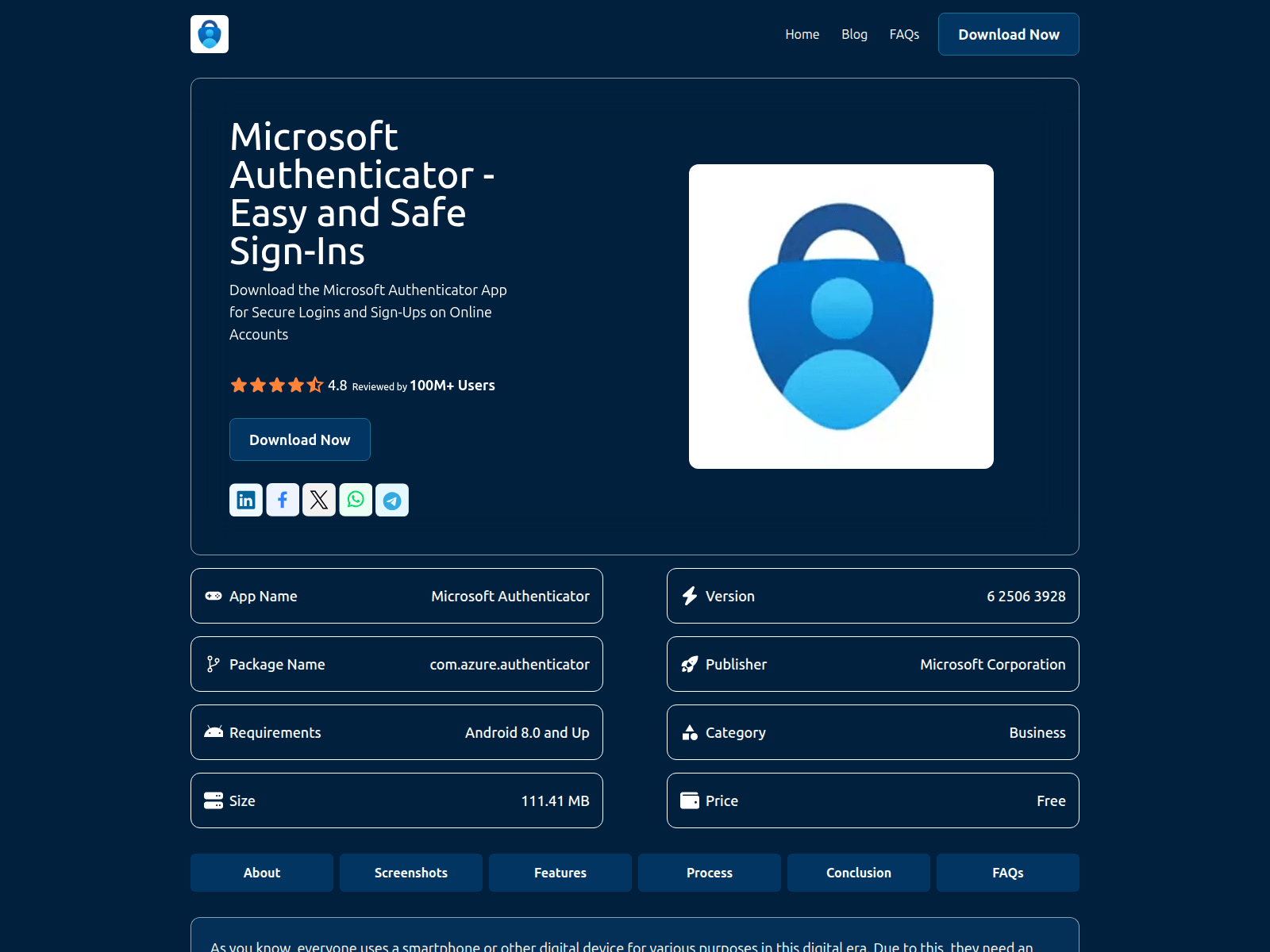 Screenshot of microsoftauthenticator.net