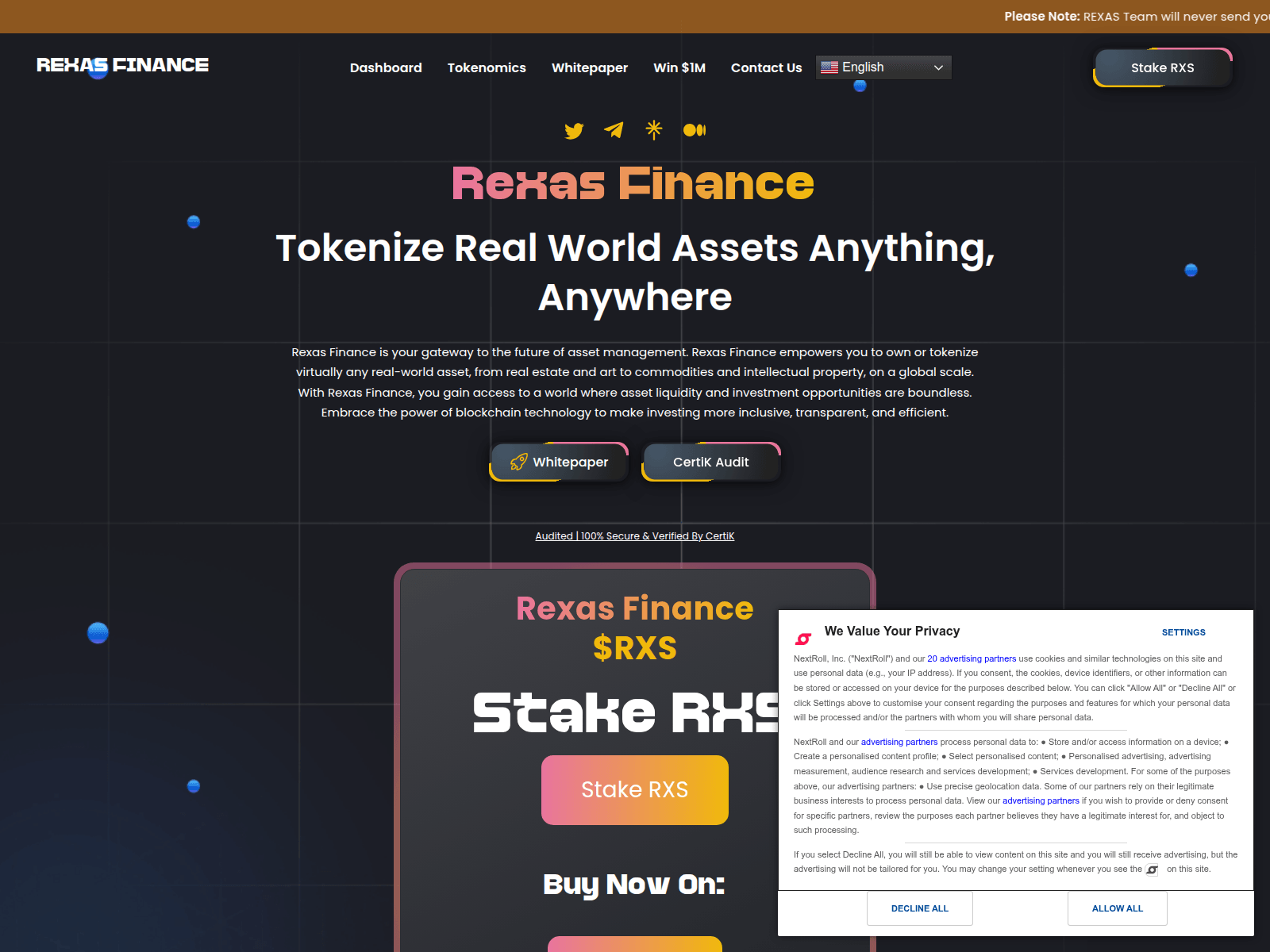 Screenshot of rexasfinance.com