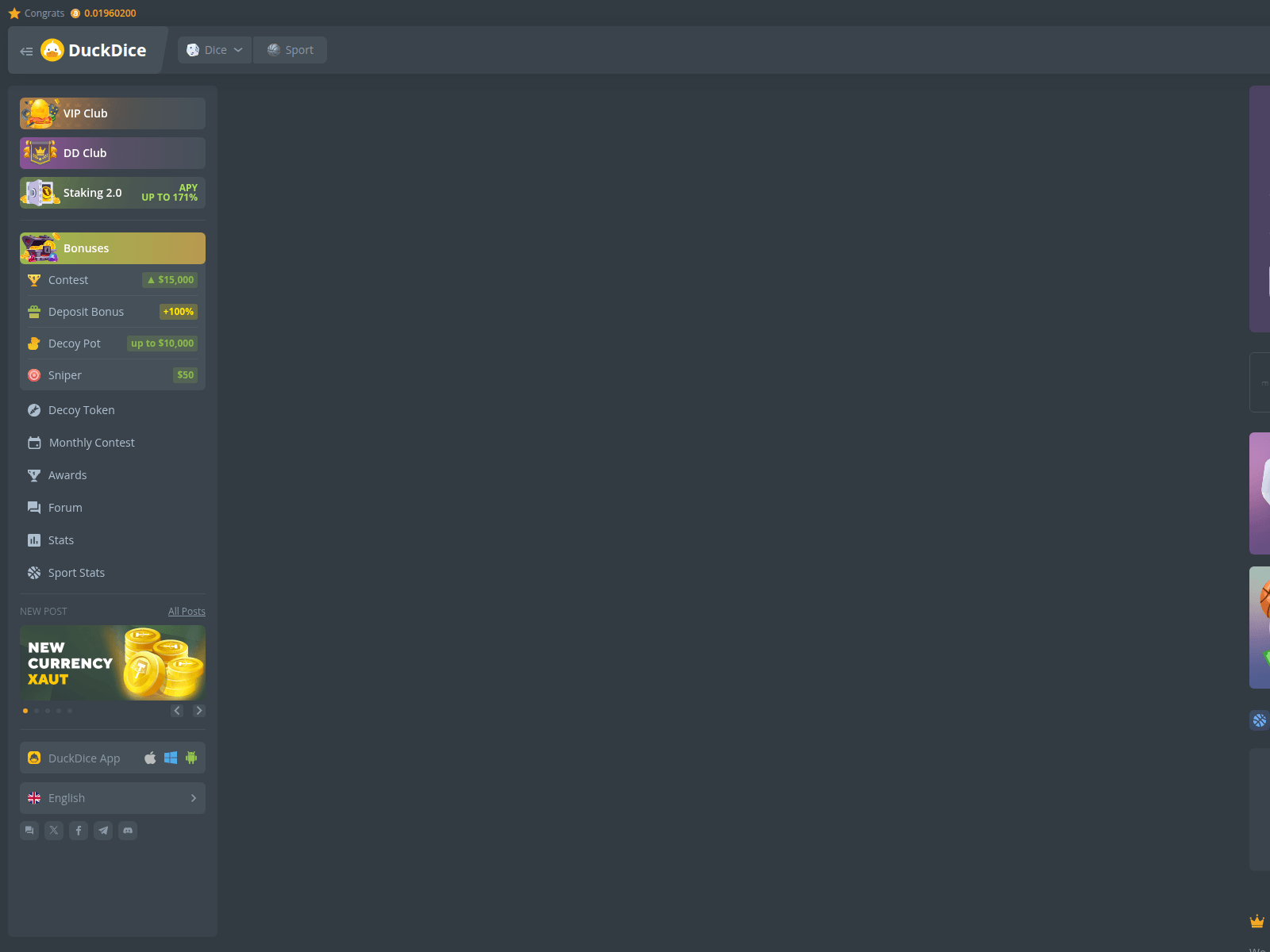 Screenshot of duckdice.tech