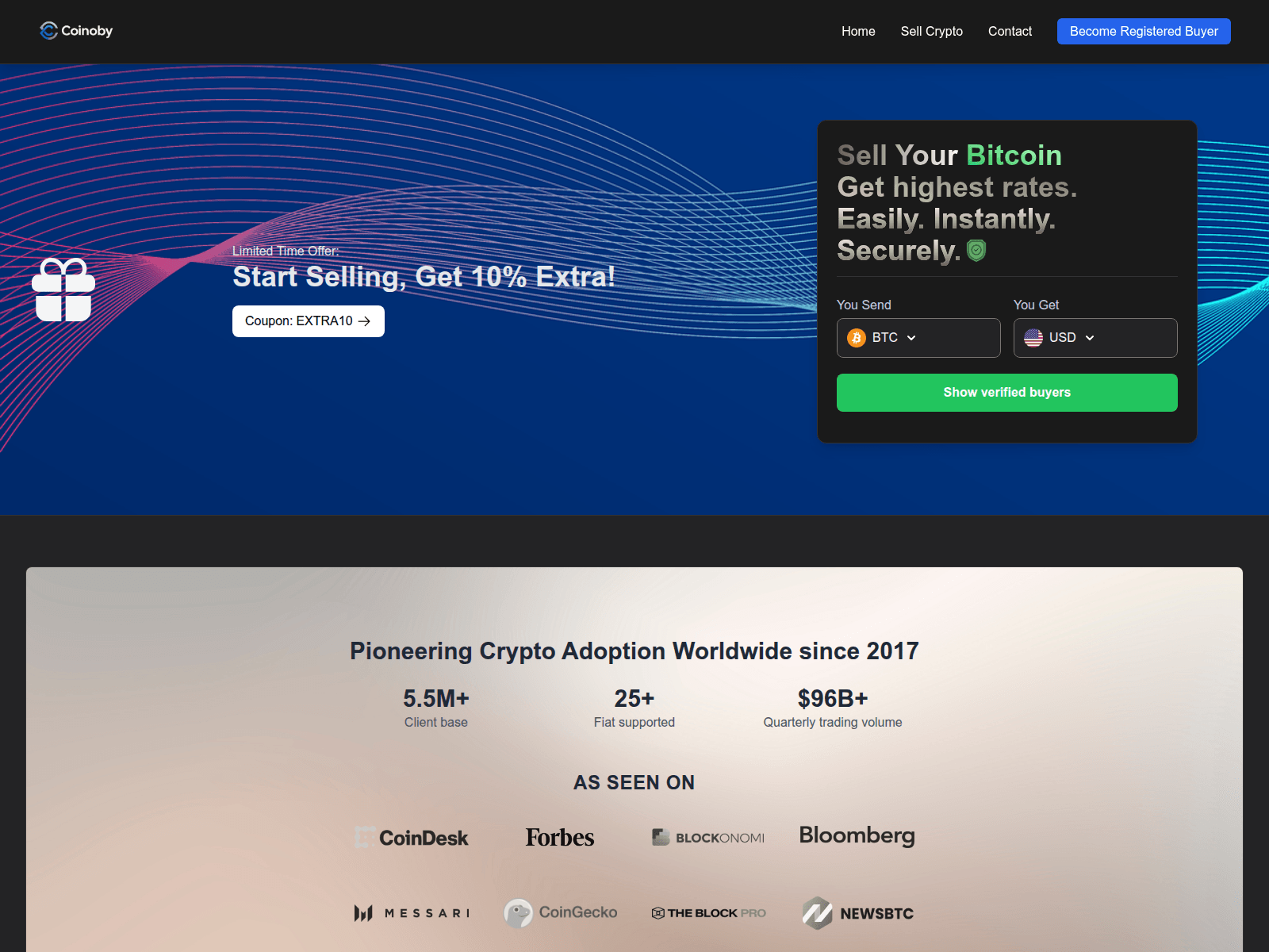 Screenshot of coinoby.com
