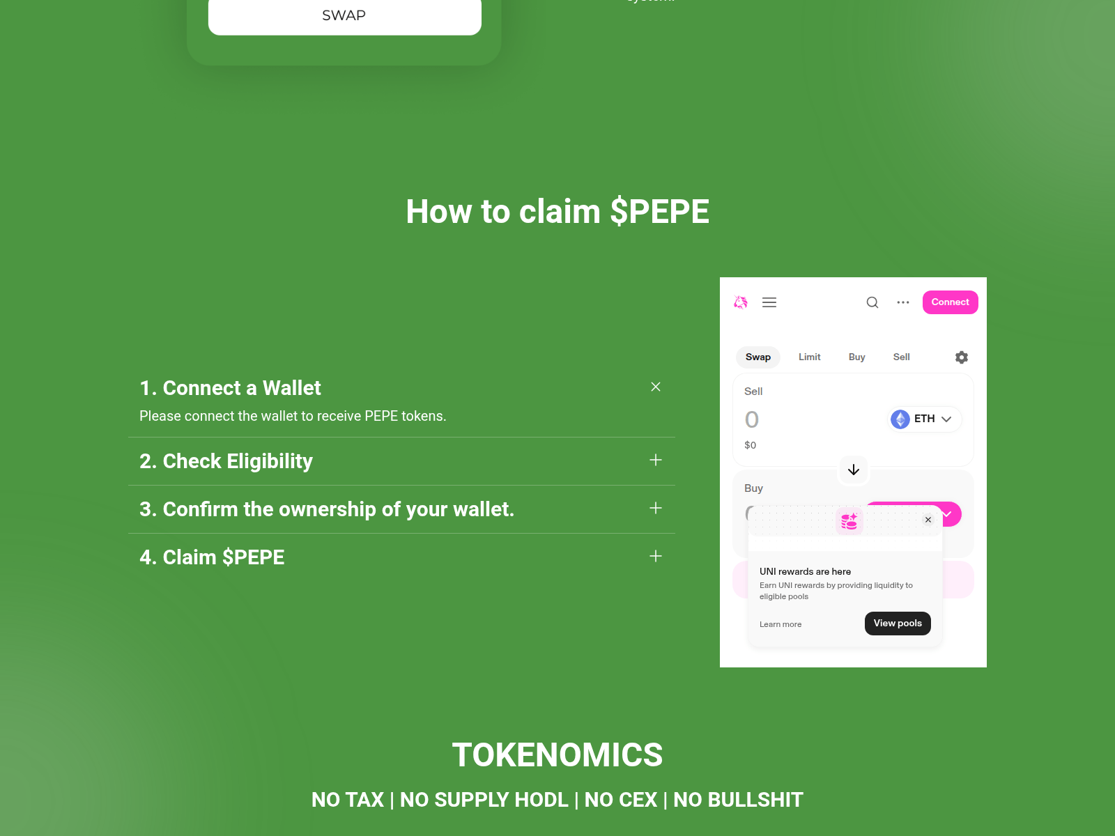 Screenshot of pepestake.org