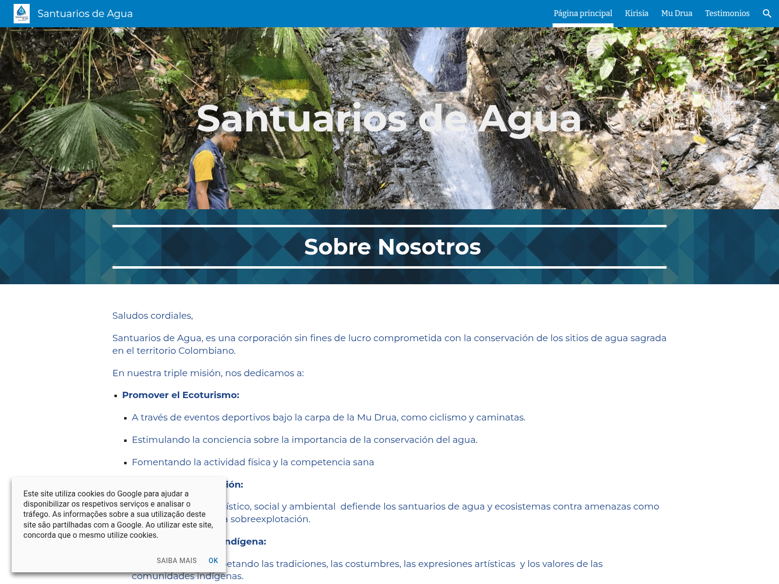 Screenshot of santuariosdeagua.com