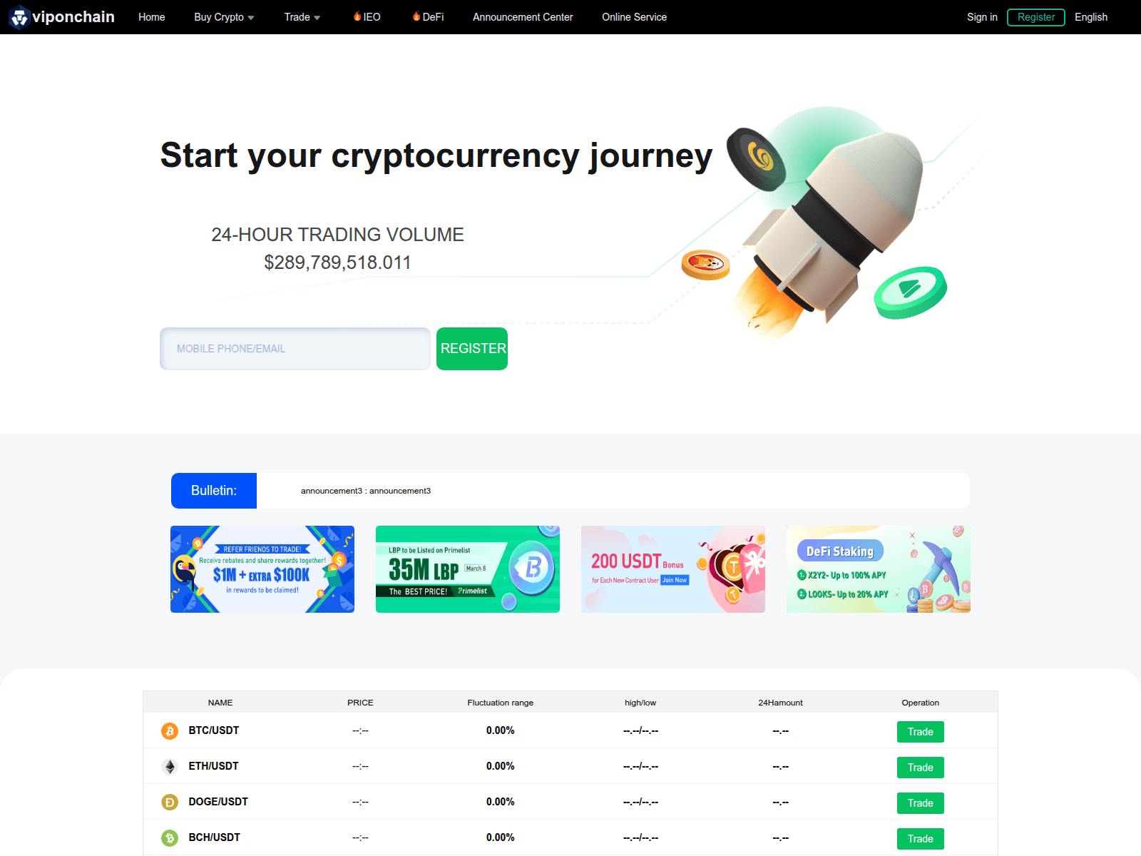 Forensic screenshot of viponchain.vip