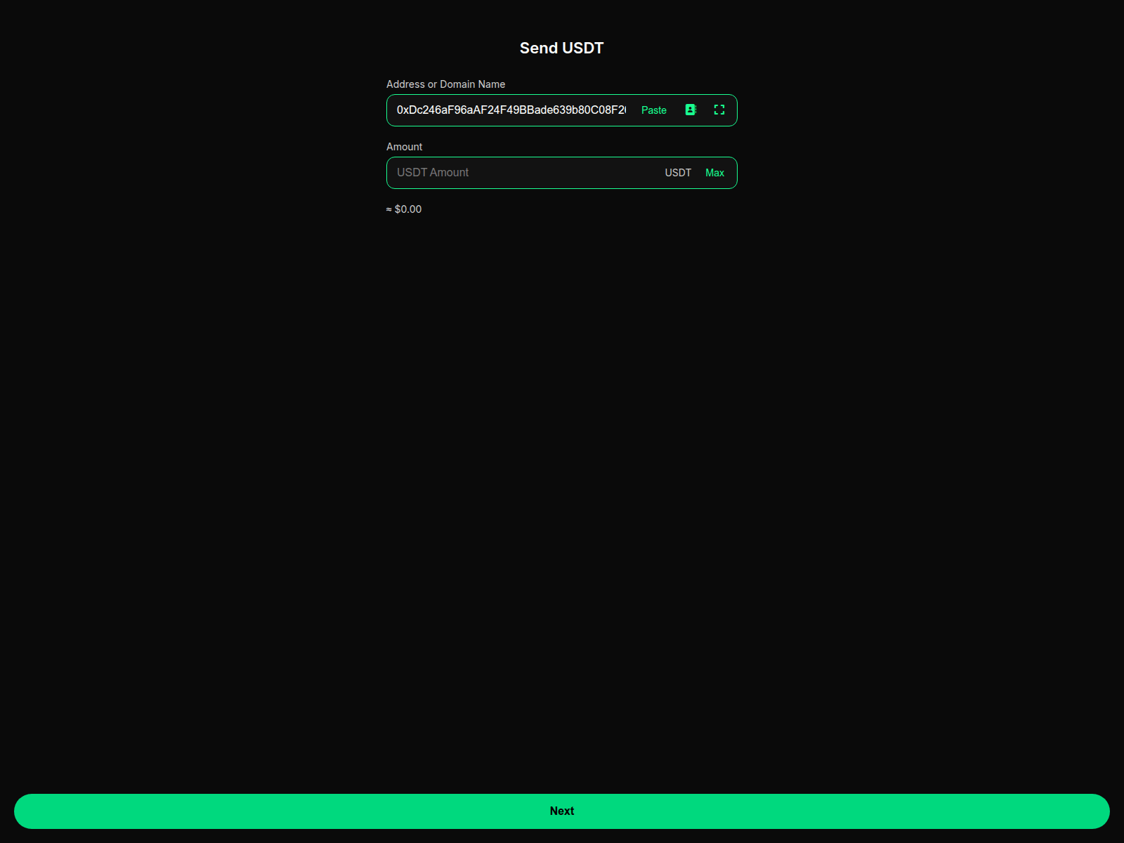 Screenshot of transferusdt.store