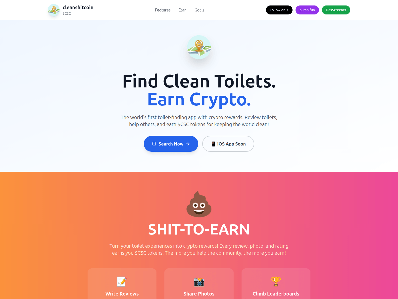 Screenshot of cleanshitcoin.site