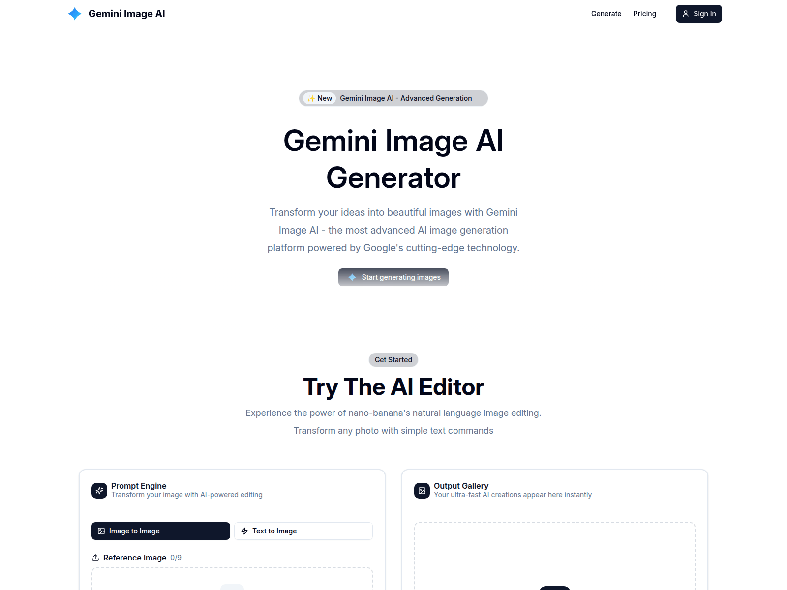 Screenshot of geminiimageai.net