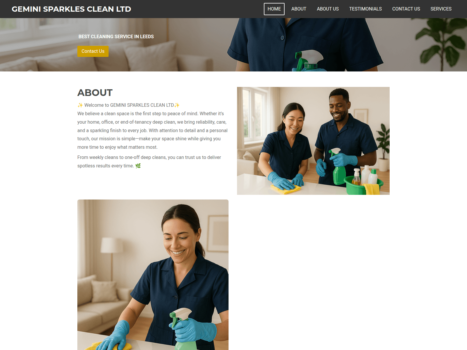 Screenshot of www.geminisparklescleanltd.com