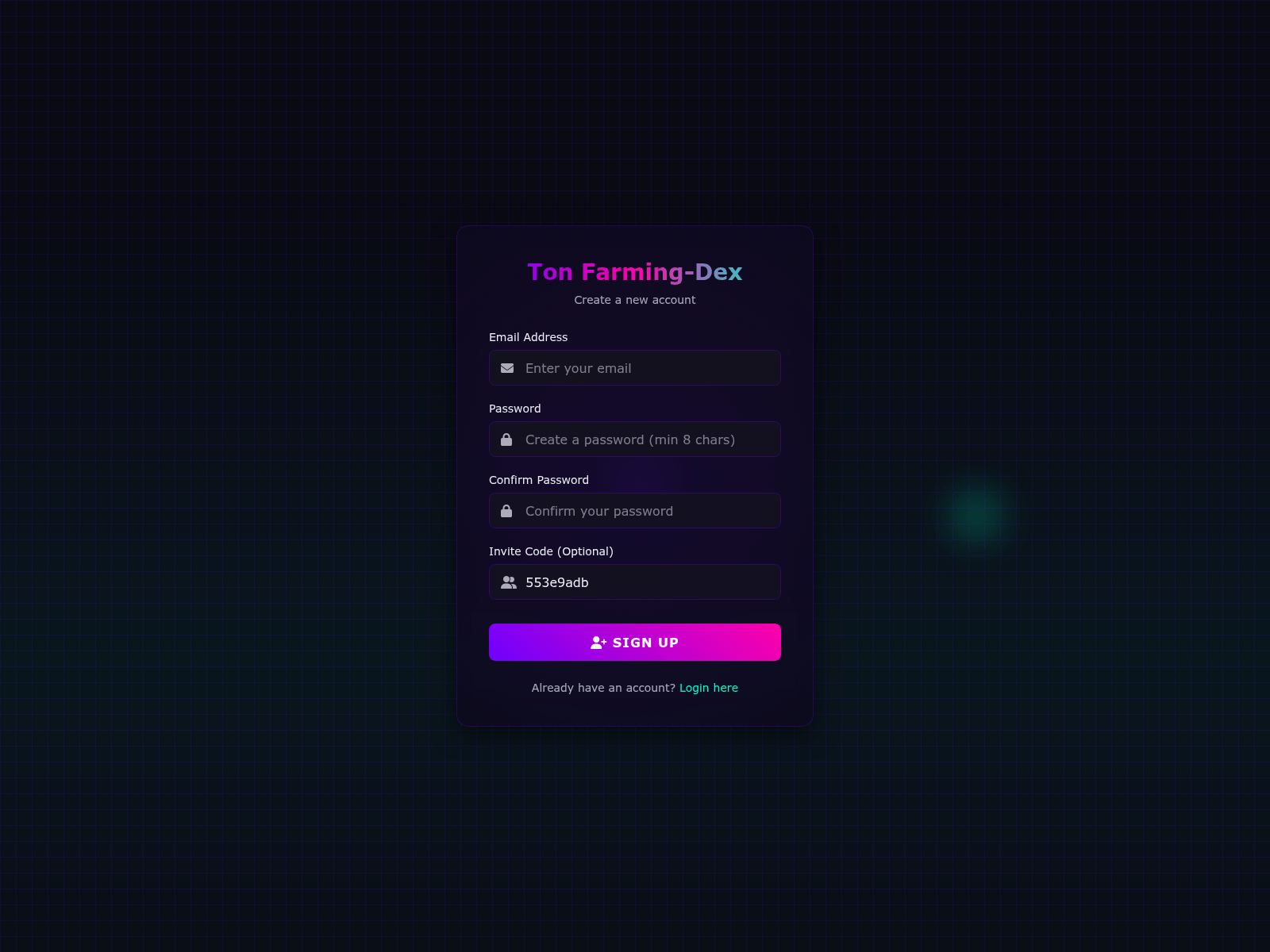 Screenshot of tonfarming-dex.xyz