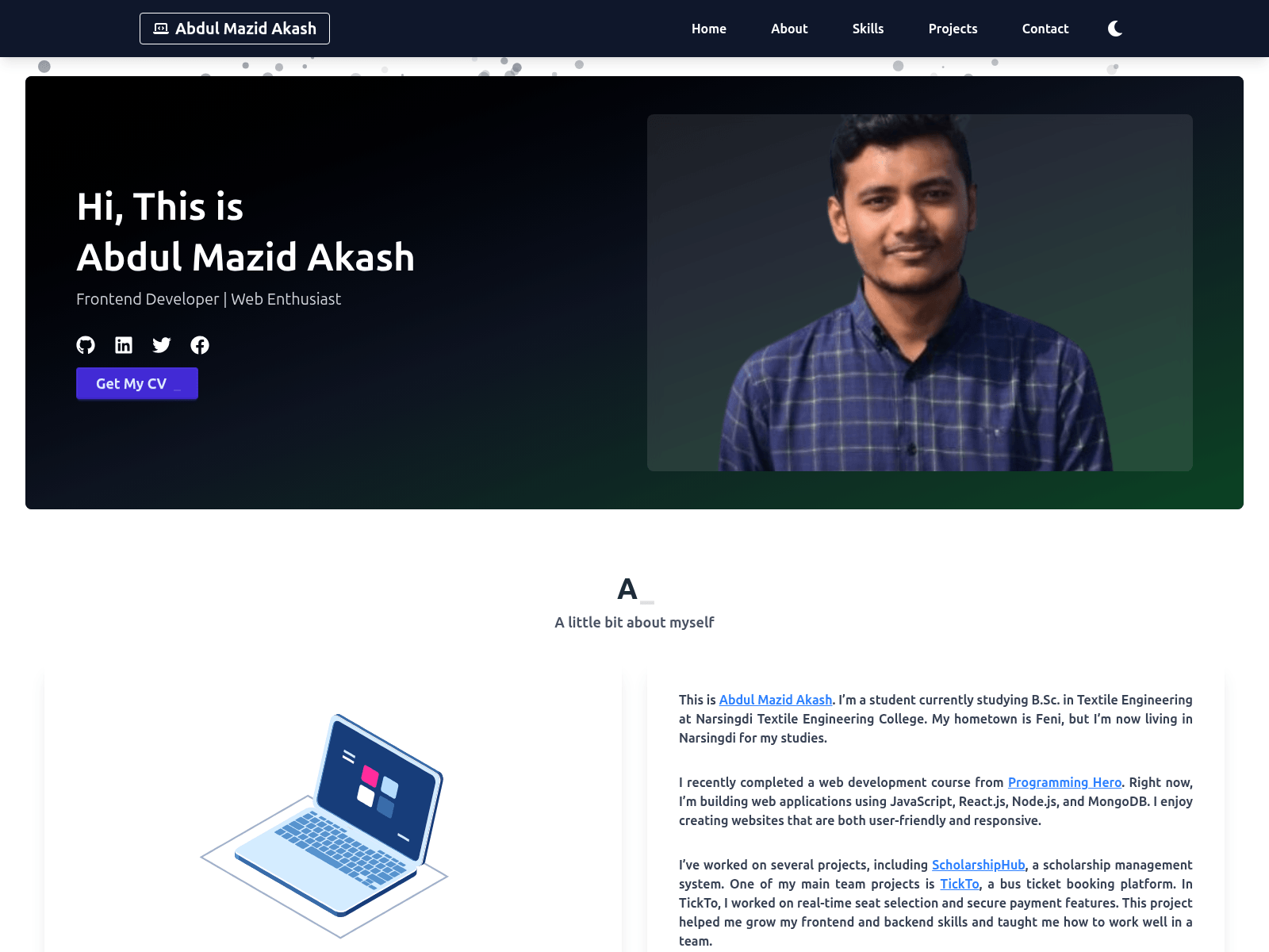 Screenshot of abdulmazidakash.netlify.app