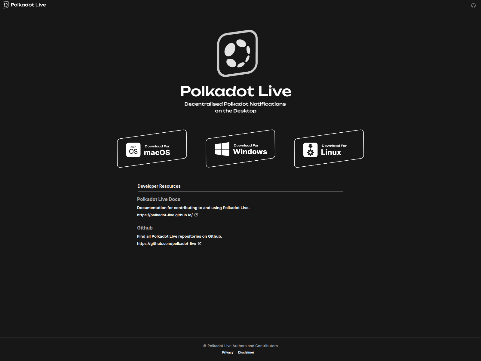 Screenshot of polkadot-live.app