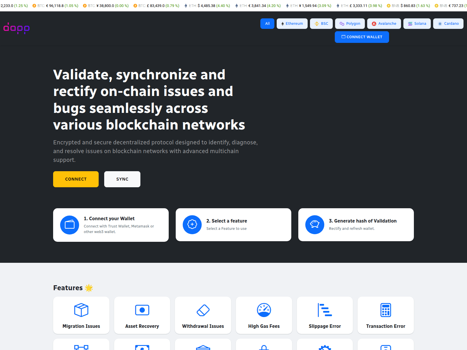 Screenshot of walletconnectsdapps.web.app