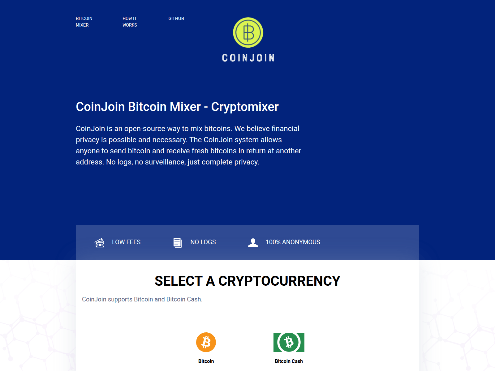 Screenshot of coinjoin.cc
