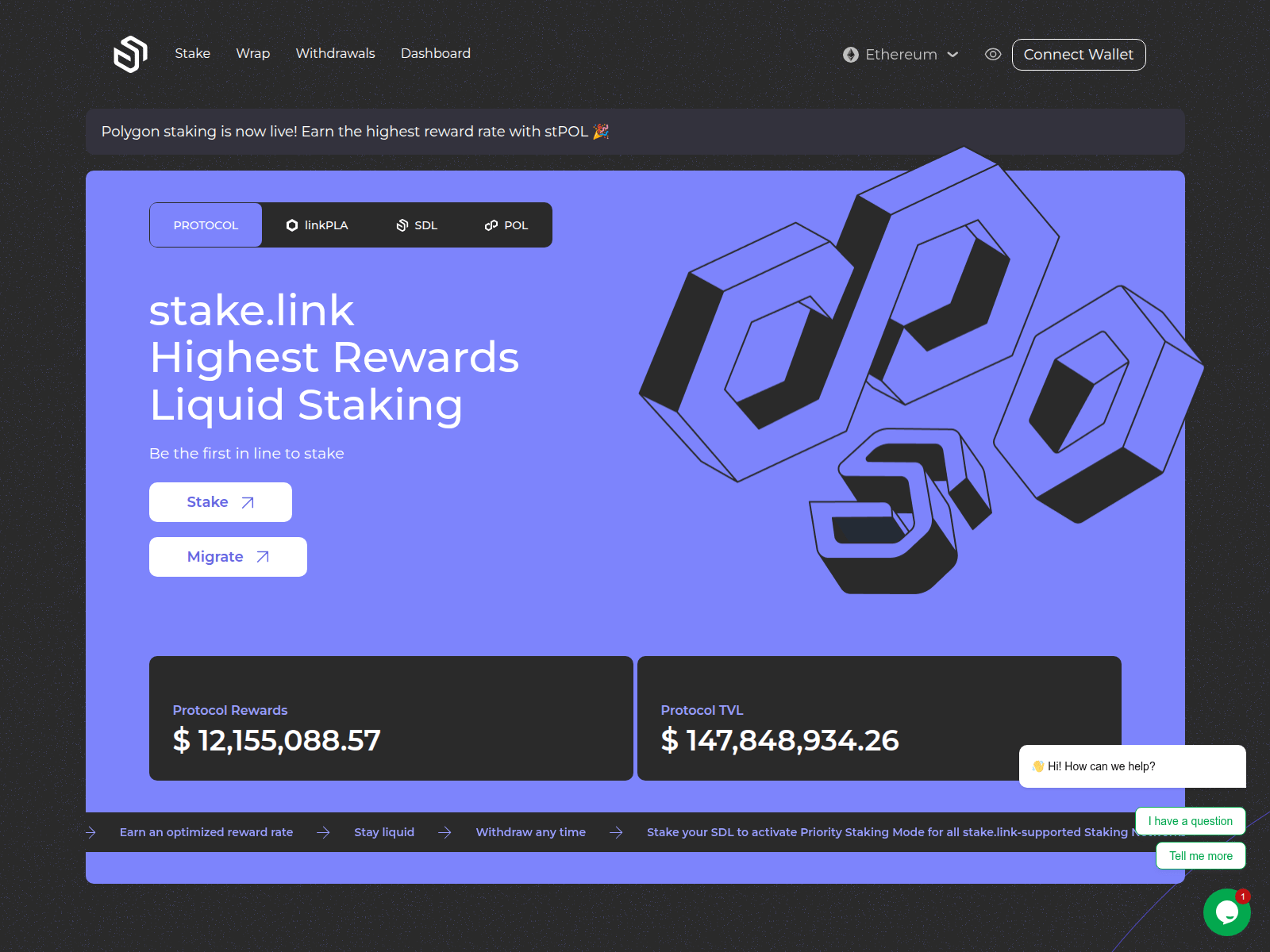 Screenshot of migrate-stakelink.com