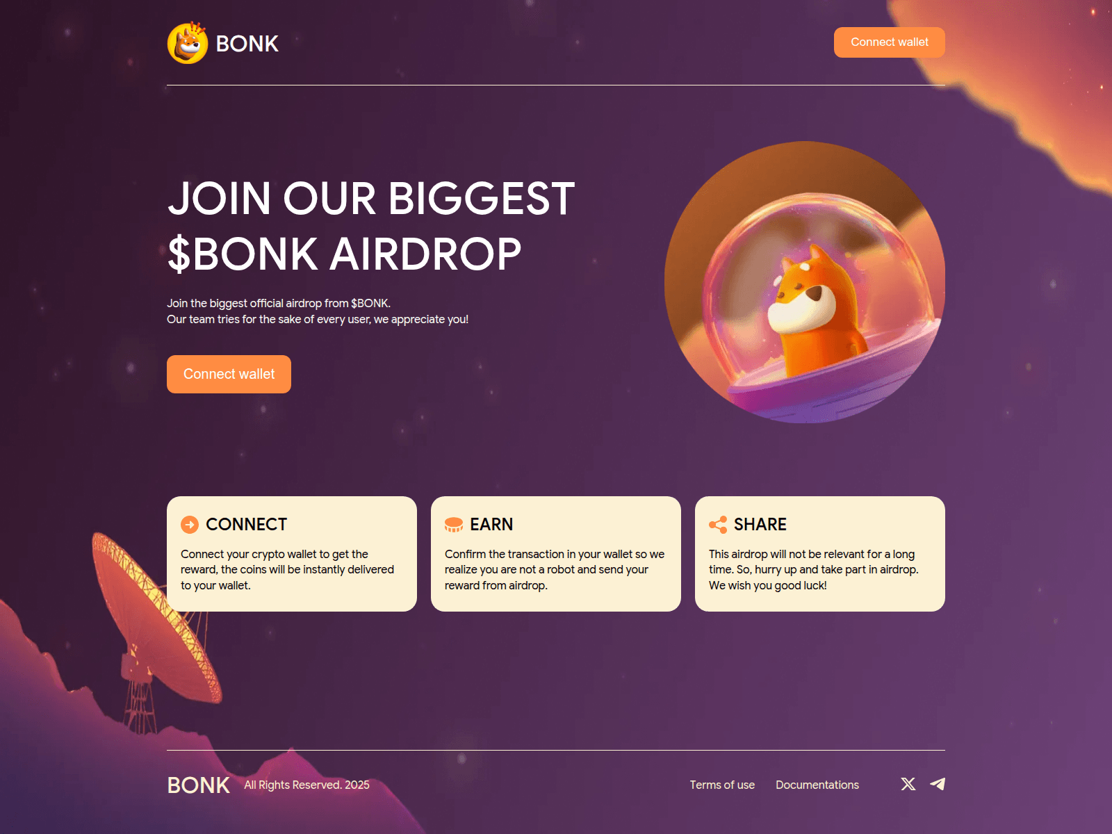Screenshot of bonktoken-drop.xyz
