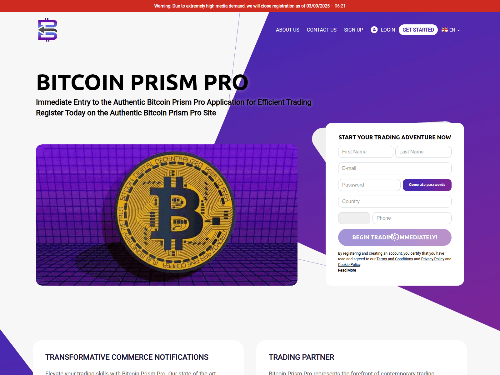 Screenshot of bitcoinprism-pro.com