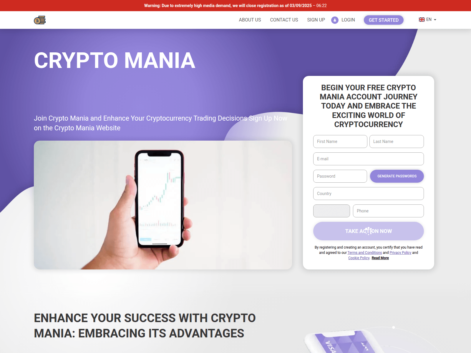 Screenshot of cryptomaniaapp.com