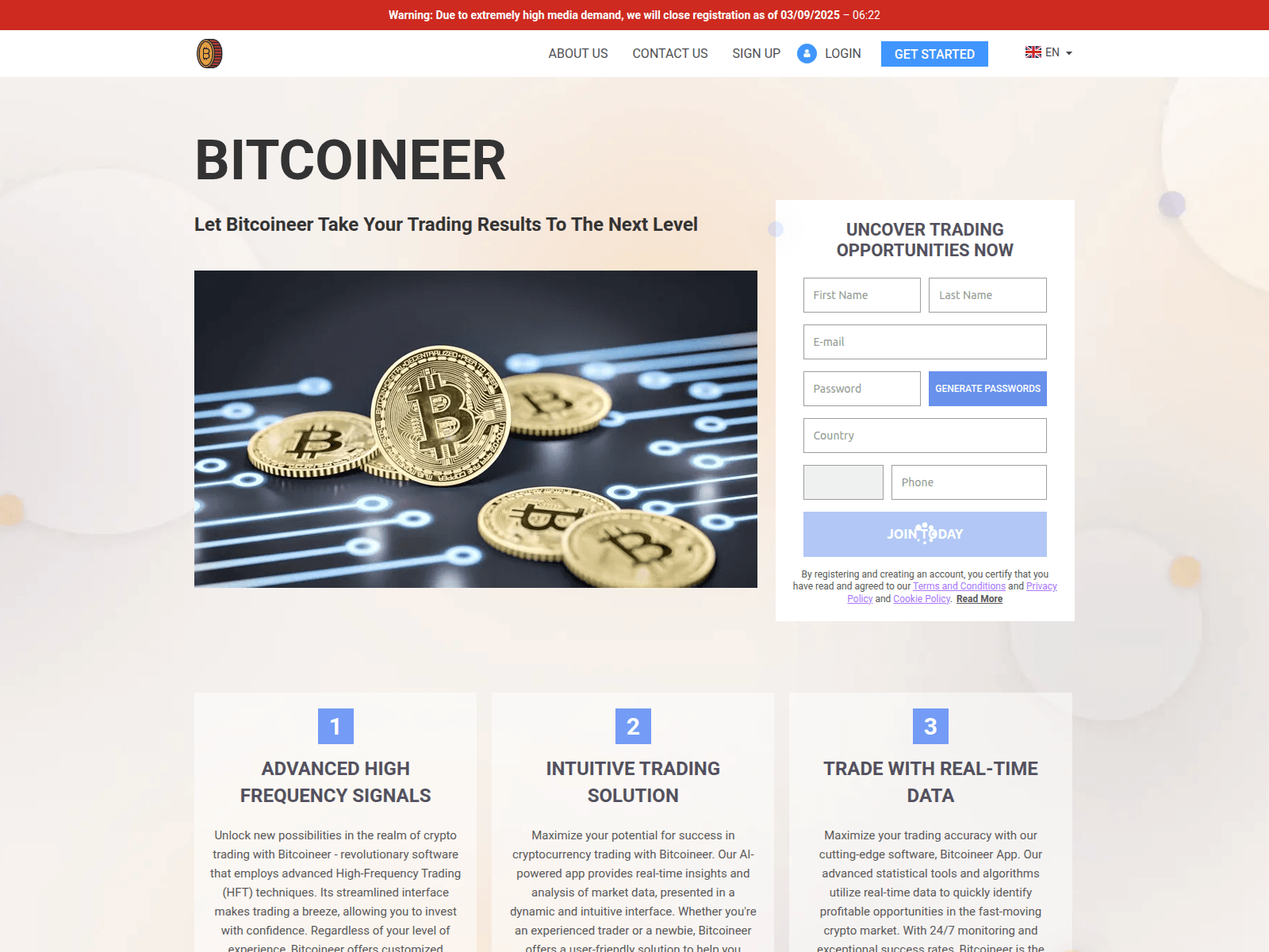 Screenshot of the-bitcoineer-app.com