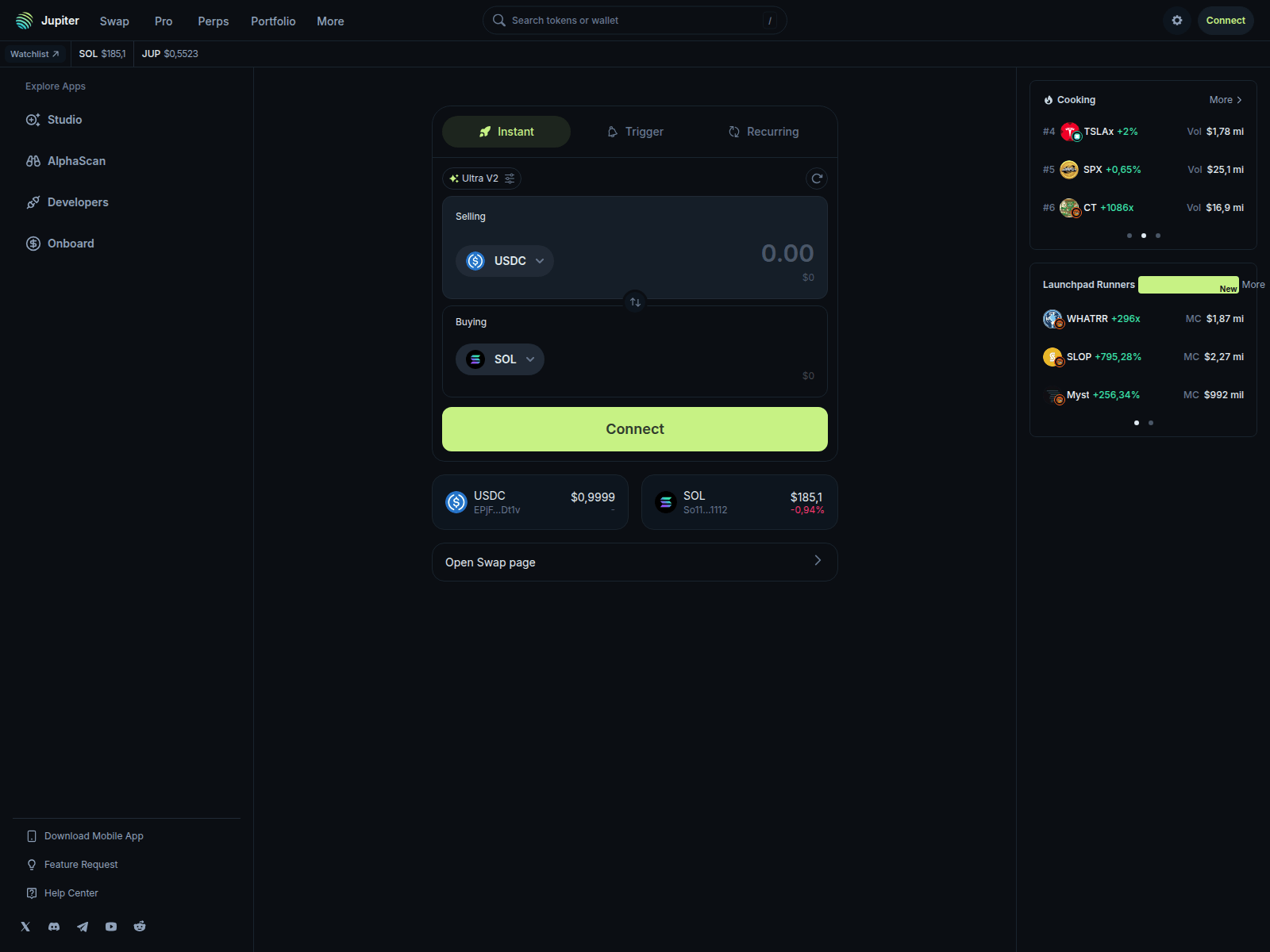 Screenshot of app-jup.ag