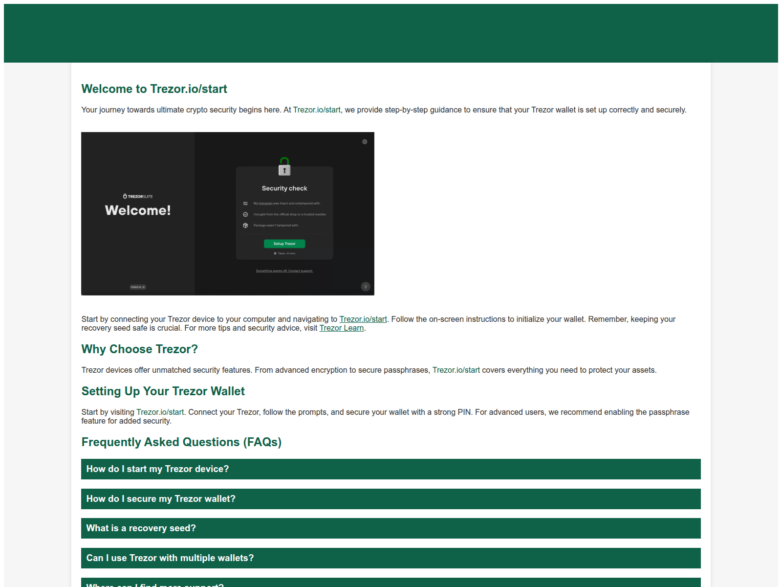 Screenshot of official-setup-portal-trezor.onrender.com