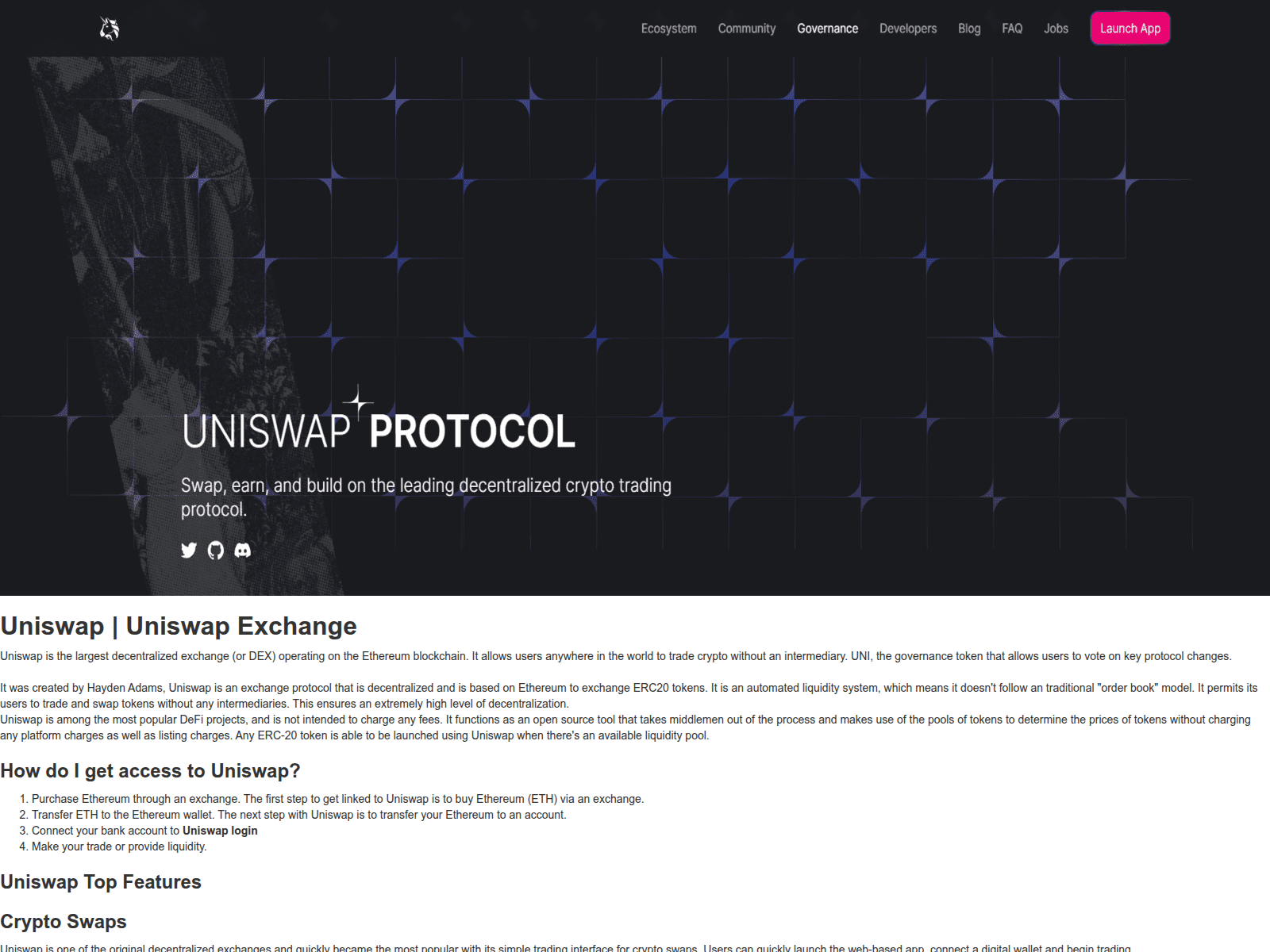 Screenshot of uniswaptexsechange.webflow.io