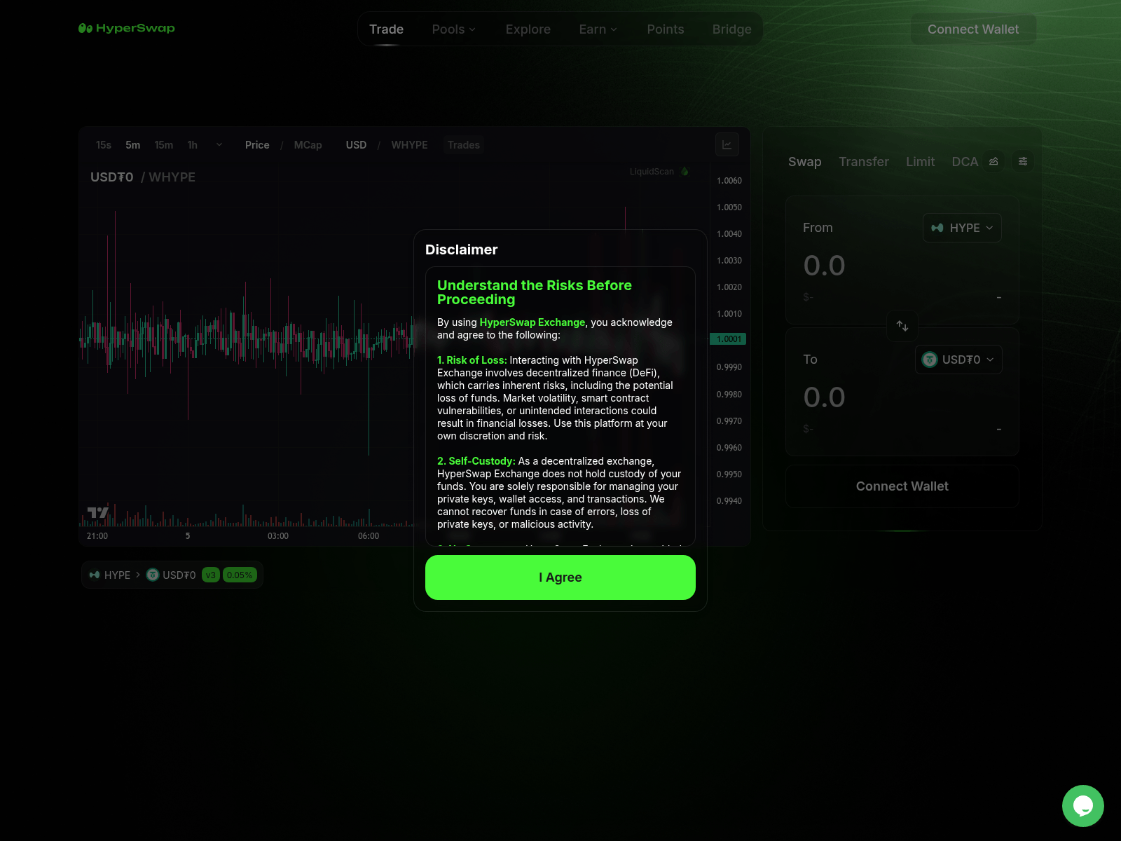 Screenshot of app.hyperswap.exchange