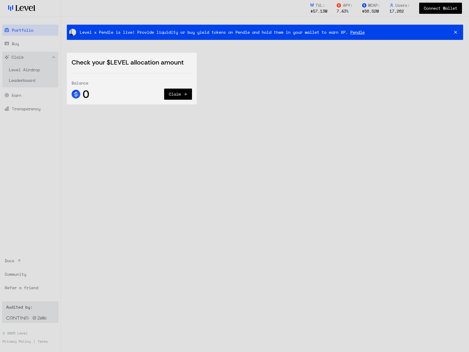 Screenshot of claim.level-money.app