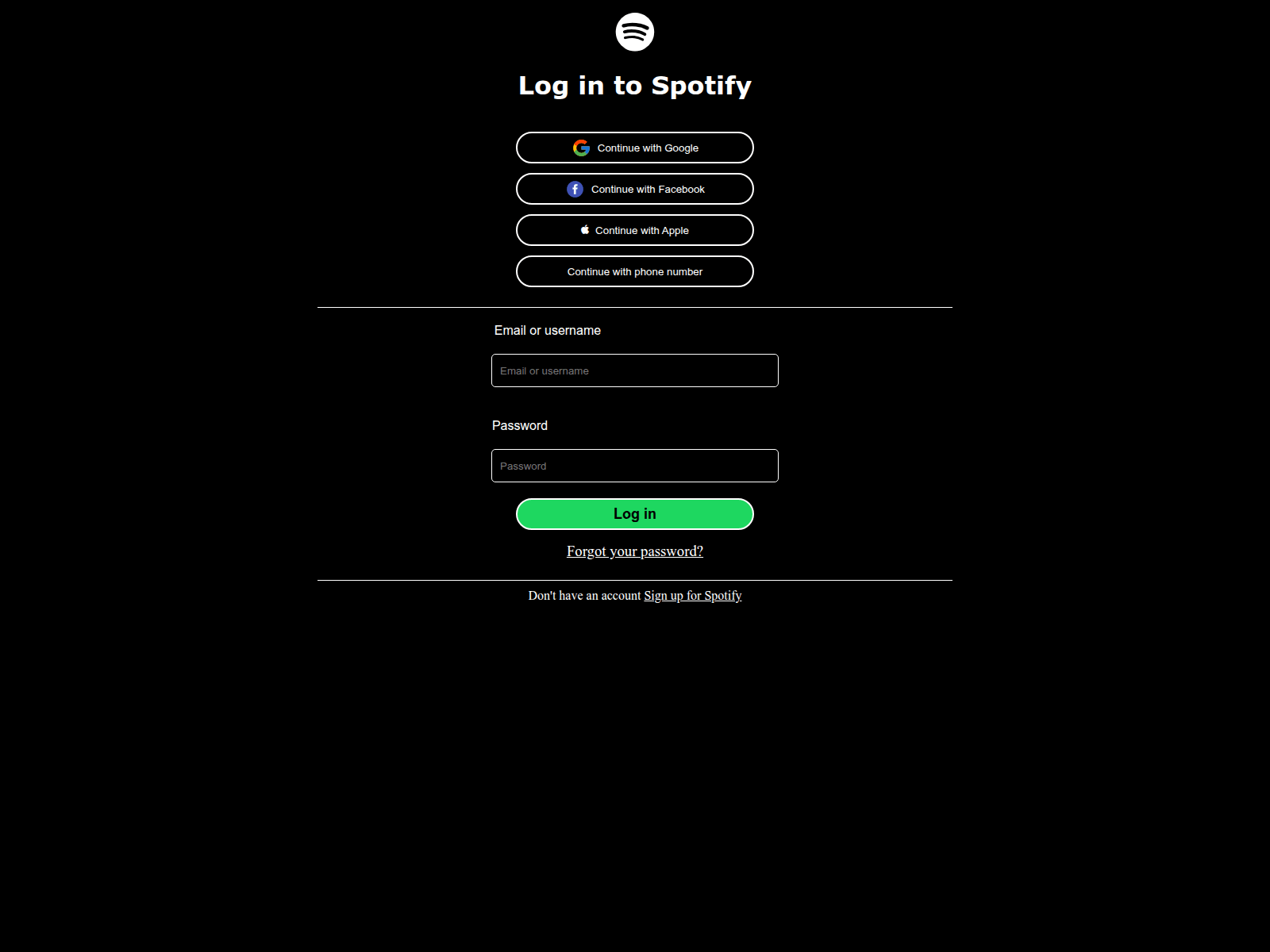 Screenshot of spotifyloginpage.netlify.app