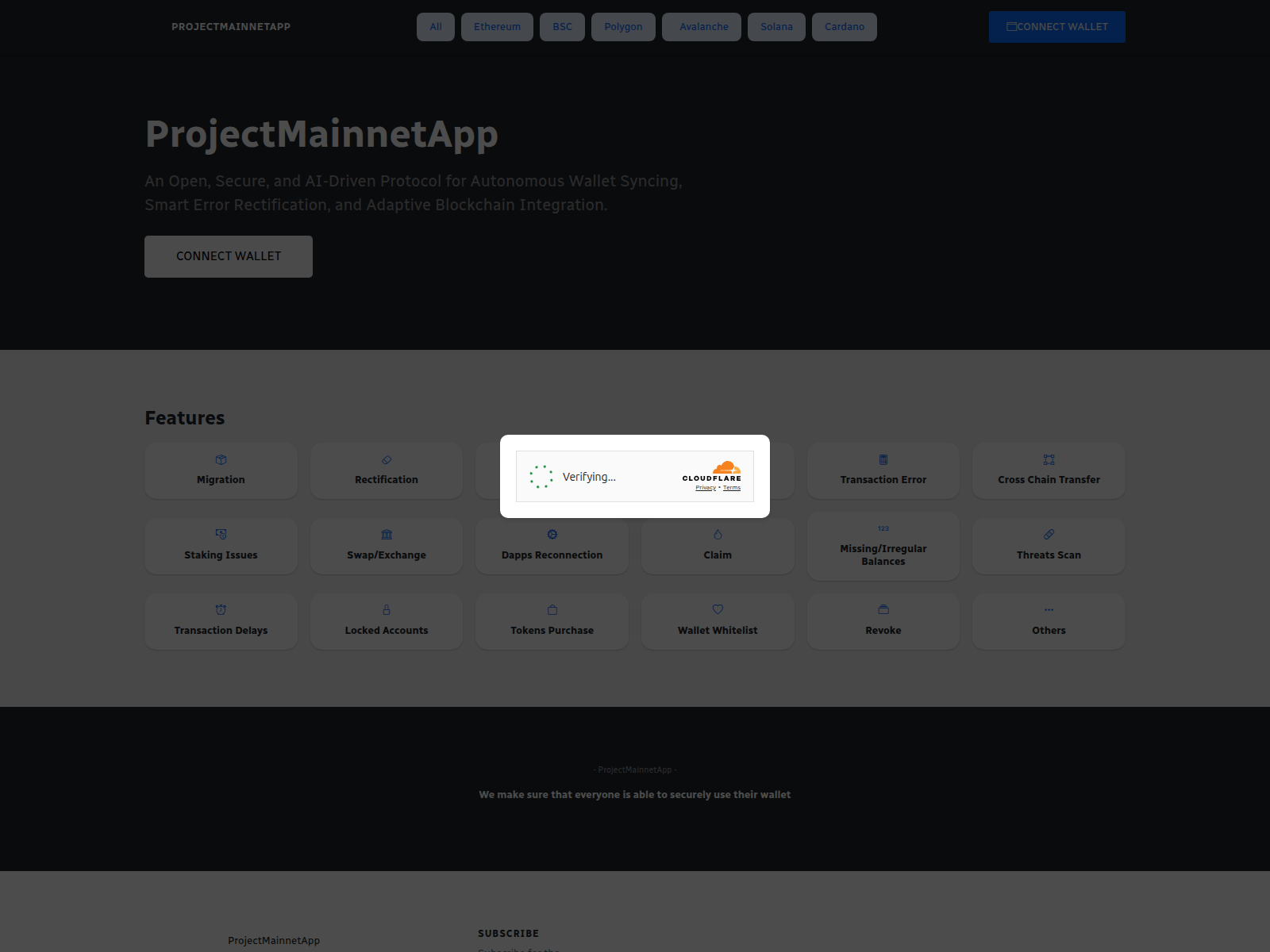 Screenshot of projectmainnetdapp-portal.com