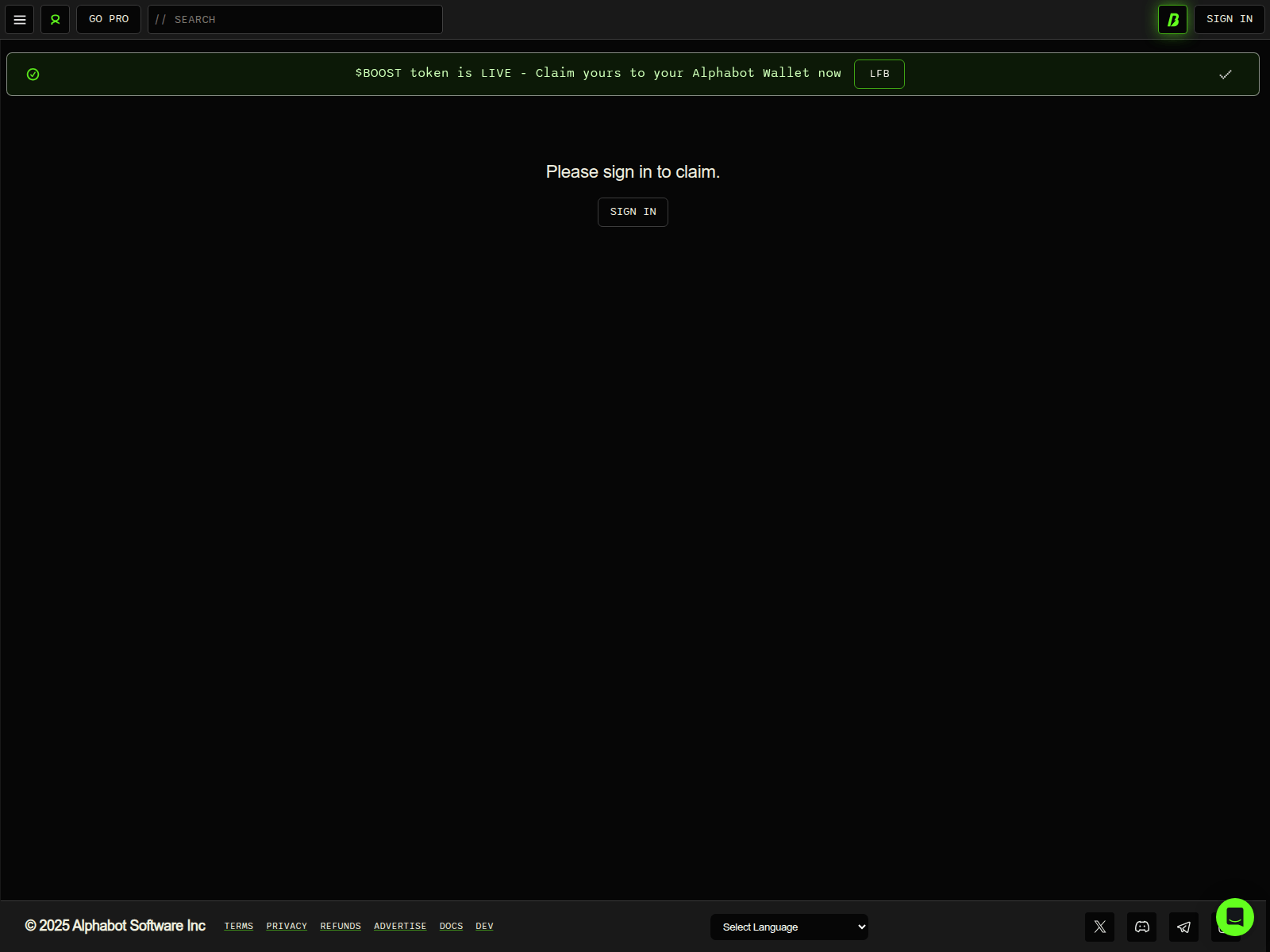 Screenshot of claim-alphabot.app