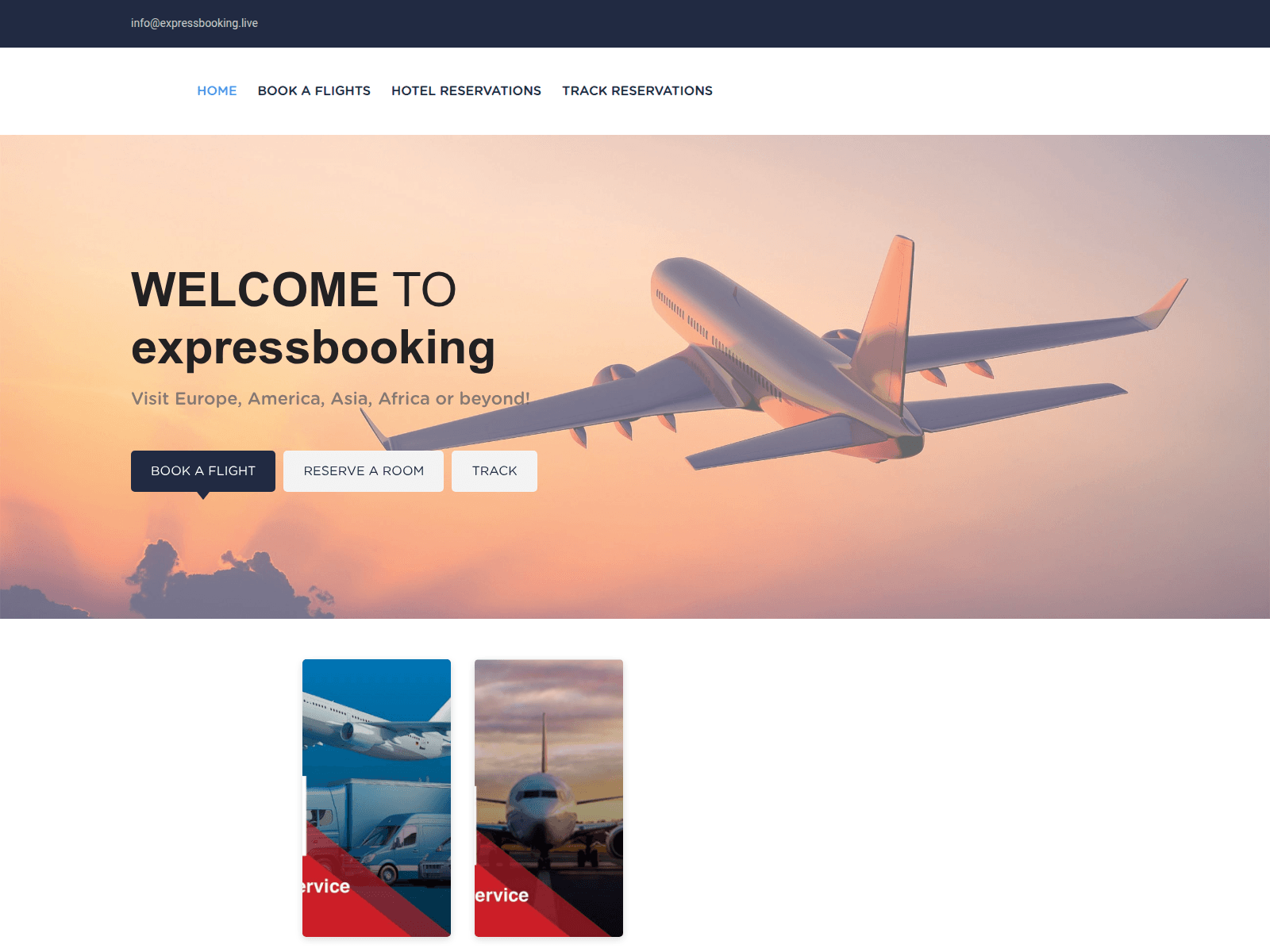 Screenshot of expressbooking.live