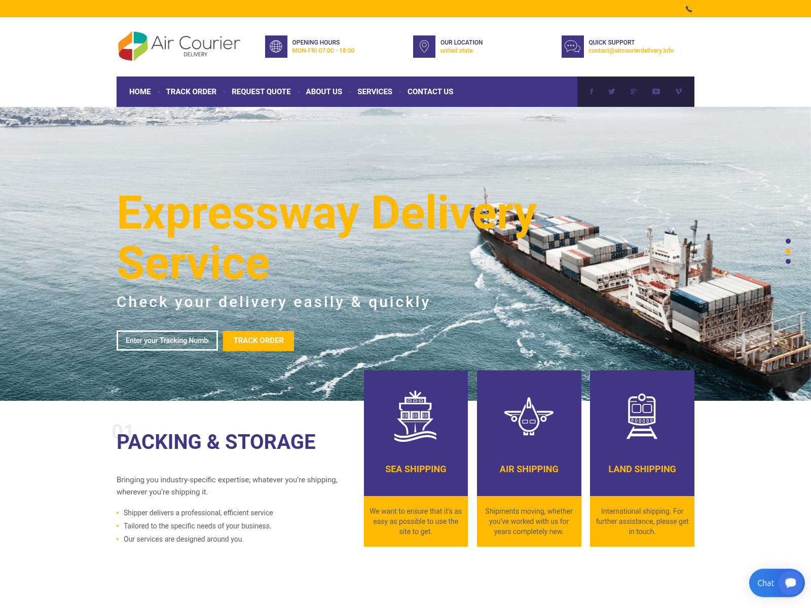 Screenshot of aircourierdelivery.info