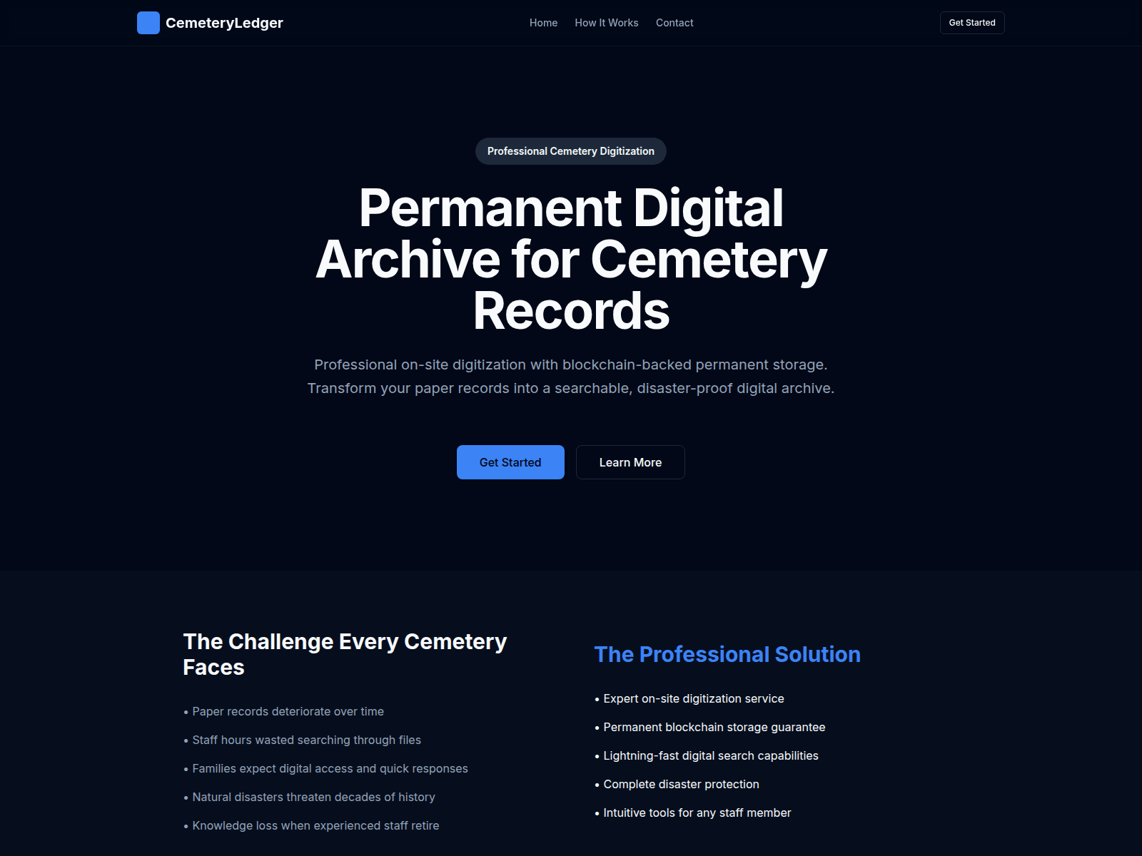 Screenshot of www.cemeteryledger.com