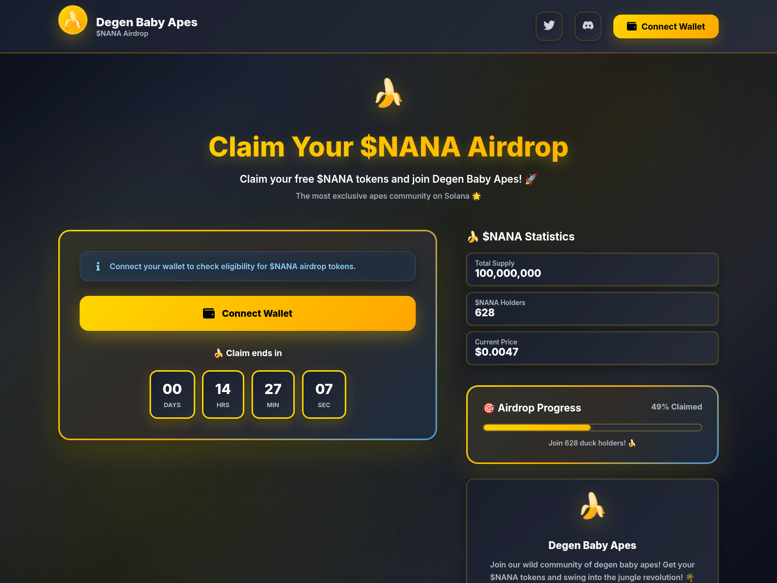 Screenshot of claim.nanalabs.xyz