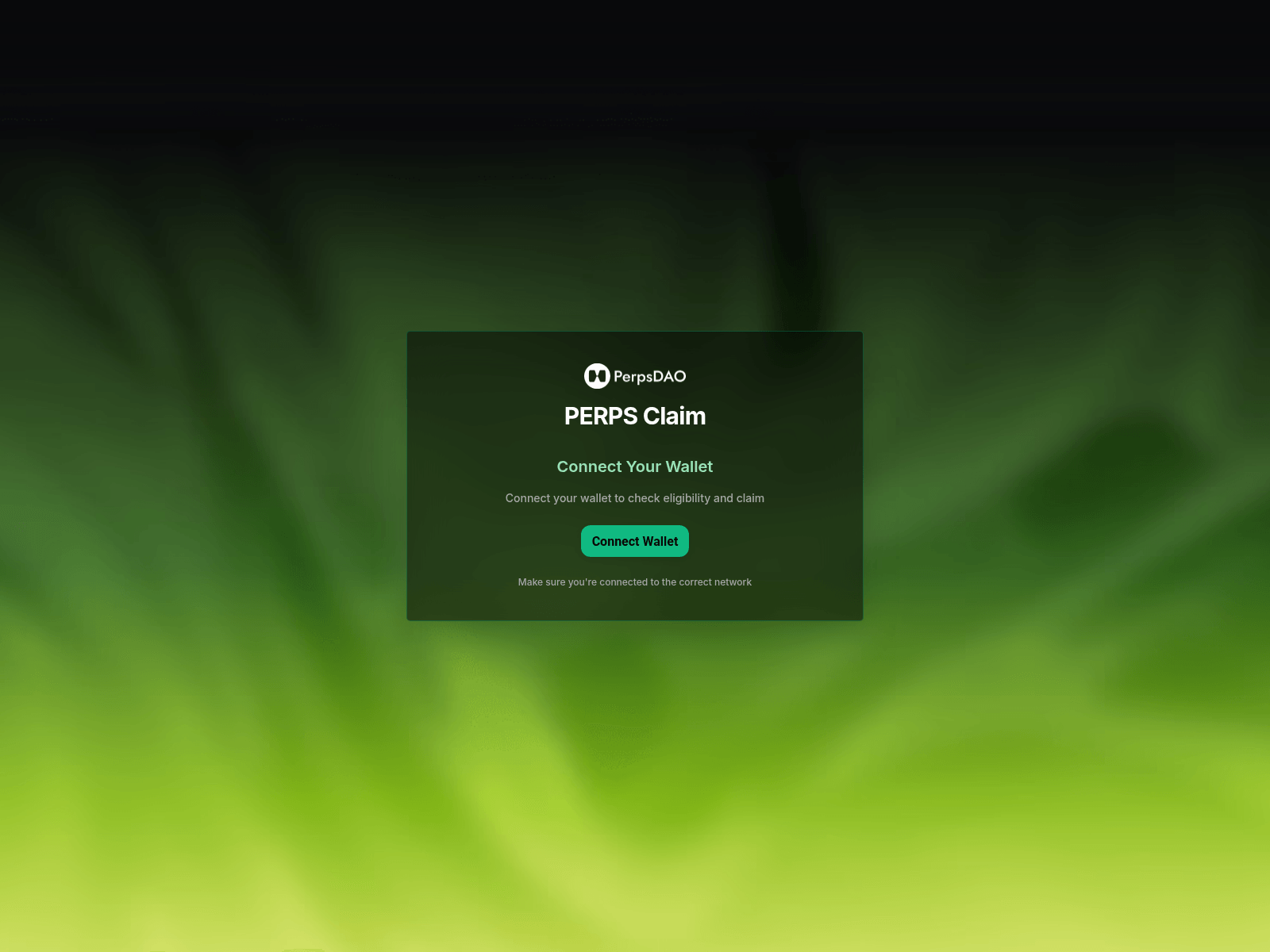 Screenshot of claim.perpsdao.xyz